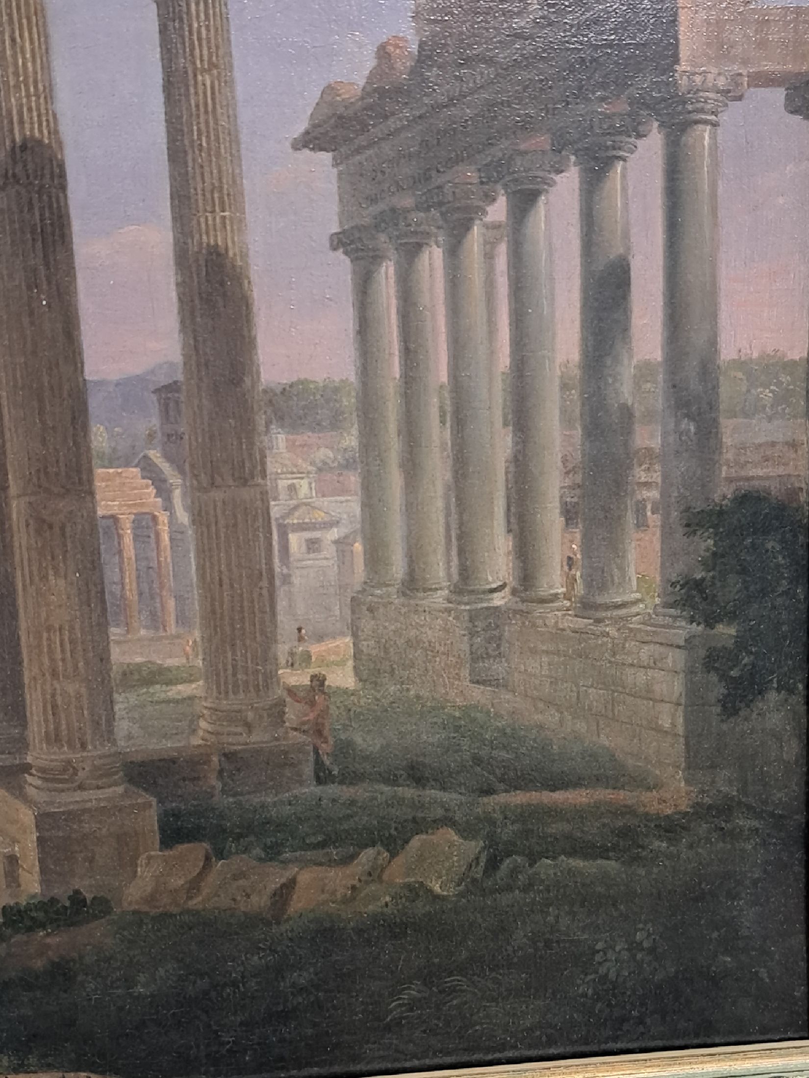 Detail c: Dietrich Wilhelm Lindau, 1799 Dresden-1862 Rom, Ruinenlandschaft in Rom, feine detailreiche Malerei, gekonnte Wiedergabe der Atmosphäre, Öl/Lwd, ...