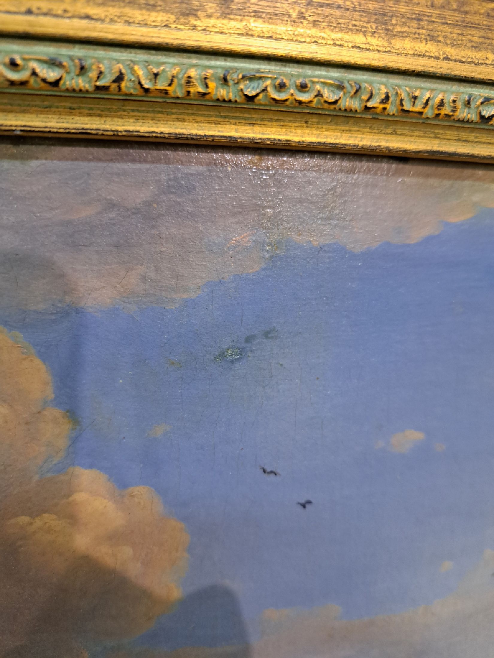 Detail j: Dietrich Wilhelm Lindau, 1799 Dresden-1862 Rom, Ruinenlandschaft in Rom, feine detailreiche Malerei, gekonnte Wiedergabe der Atmosphäre, Öl/Lwd, ...