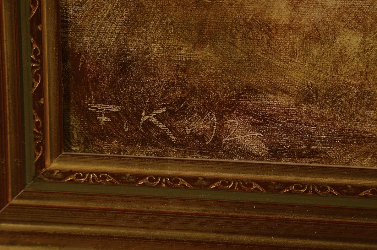 Detail a: Friedrich Kallmorgen, 1856 Altona-1924 Grötzingen bei Karlsruhe, Baumstudie, knorriger Baum im Ährenfeld, Öl/Lwd, links unten monogr. F.K. 92, ca. ...