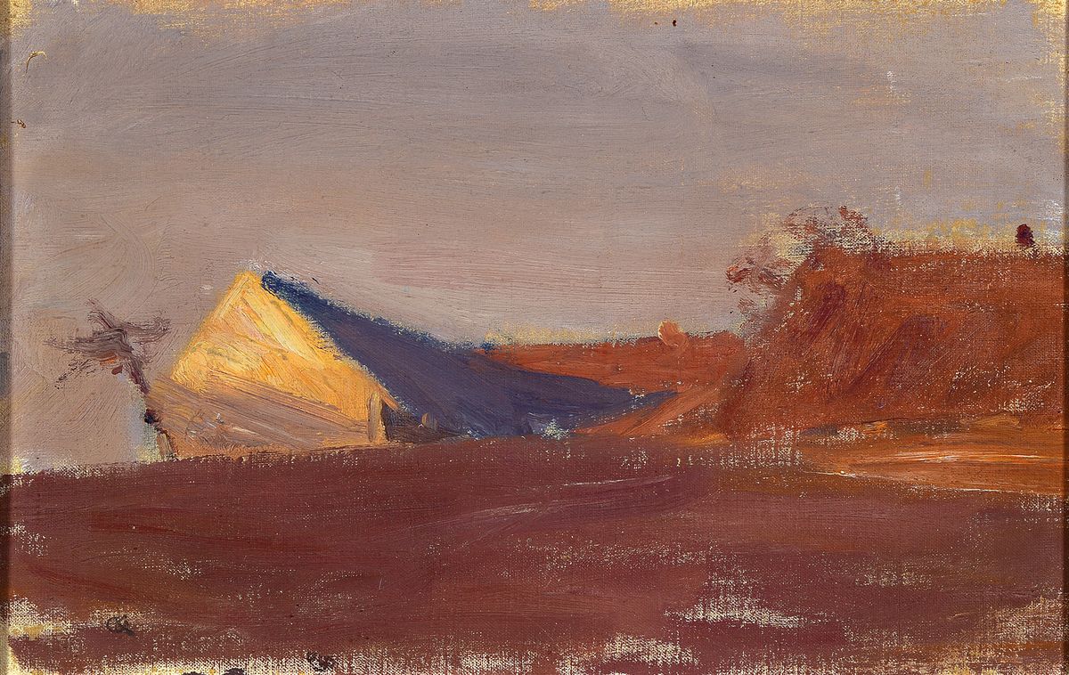 Detail a: Gustav Kampmann, 1859 Boppard-1917 Bad Godesberg, 2 Arbeiten: 1) Kopfweiden am Bachlauf, Öl/Malkarton, links unten monogrammiert G.K., ca. 43x28cm, ...