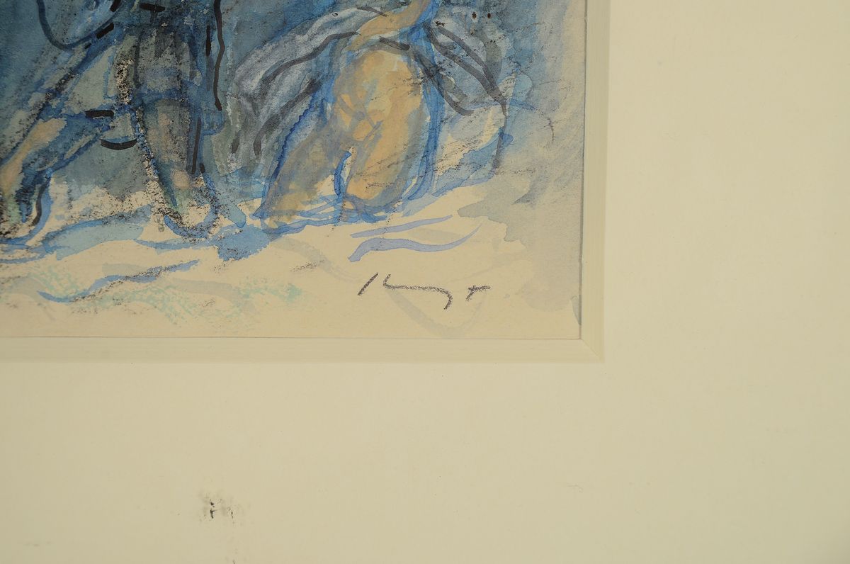 Detail b: Max Slevogt, 1868 Landshut - 1932 Leinsweiler , 2 Handzeichnungen, ausgelassenes Pärchen, aquarelliert und schreitender Geck/Narr mit Instrument, je ...