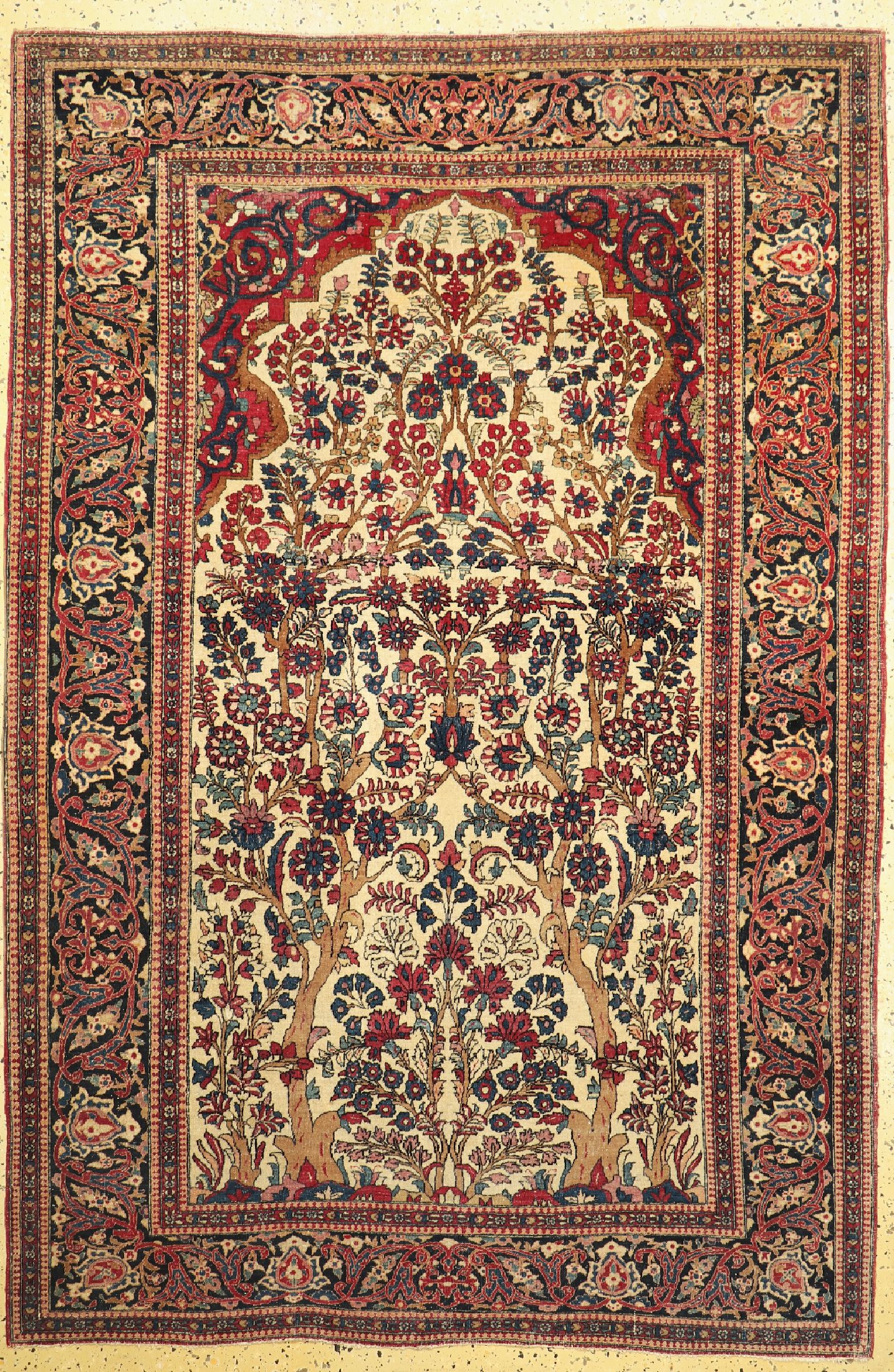 Antiker Esfahan, Persien, 19.Jhd, Wolle aufBaumwolle, ca. 214 x 145 cm, EHZ: 2(Oxidiert).