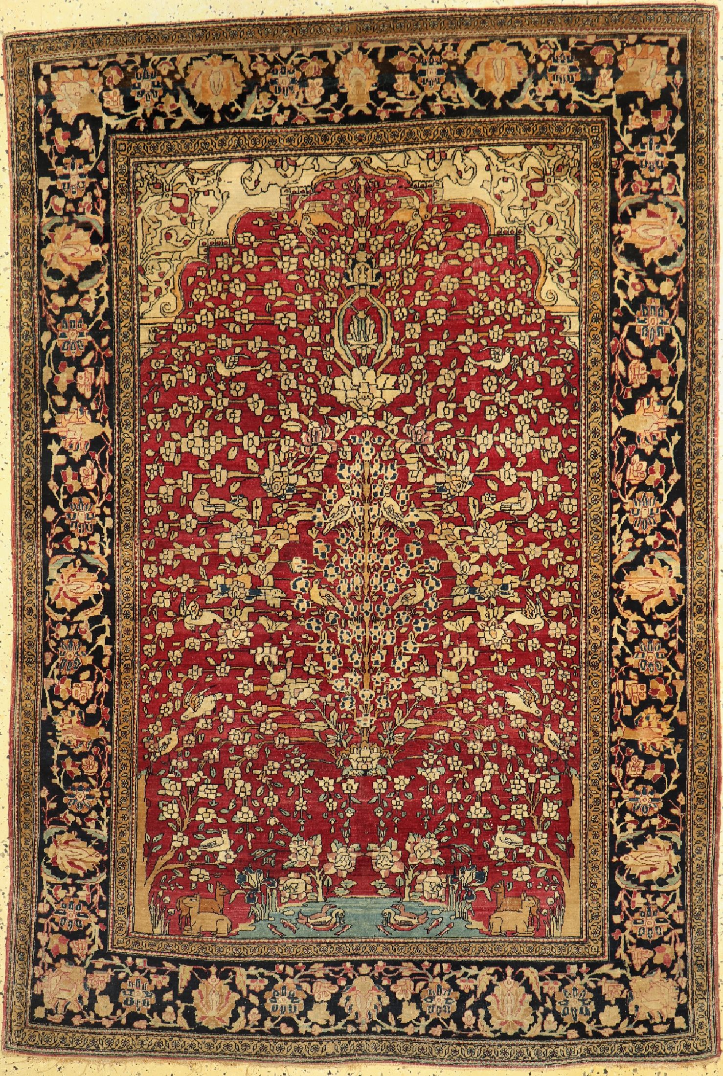 Esfahan"Ahmad" antik, Persien, um 1900, Wolle auf Baumwolle, ca. 210 x 142 cm, EHZ: 2(Oxidiert)