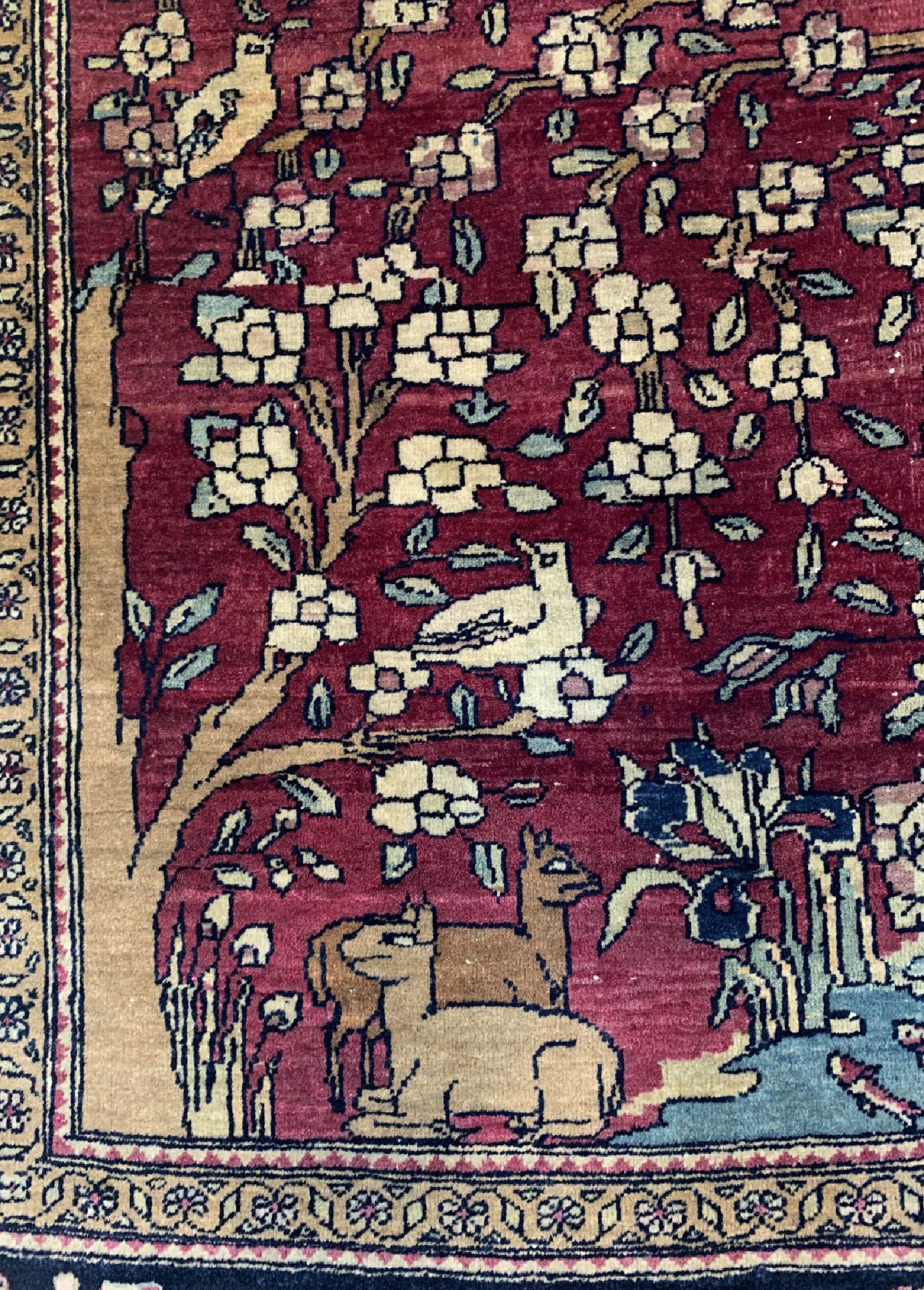 Detail c: Esfahan"Ahmad" antik, Persien, um 1900, Wolle auf Baumwolle, ca. 210 x 142 cm, EHZ: 2(Oxidiert)