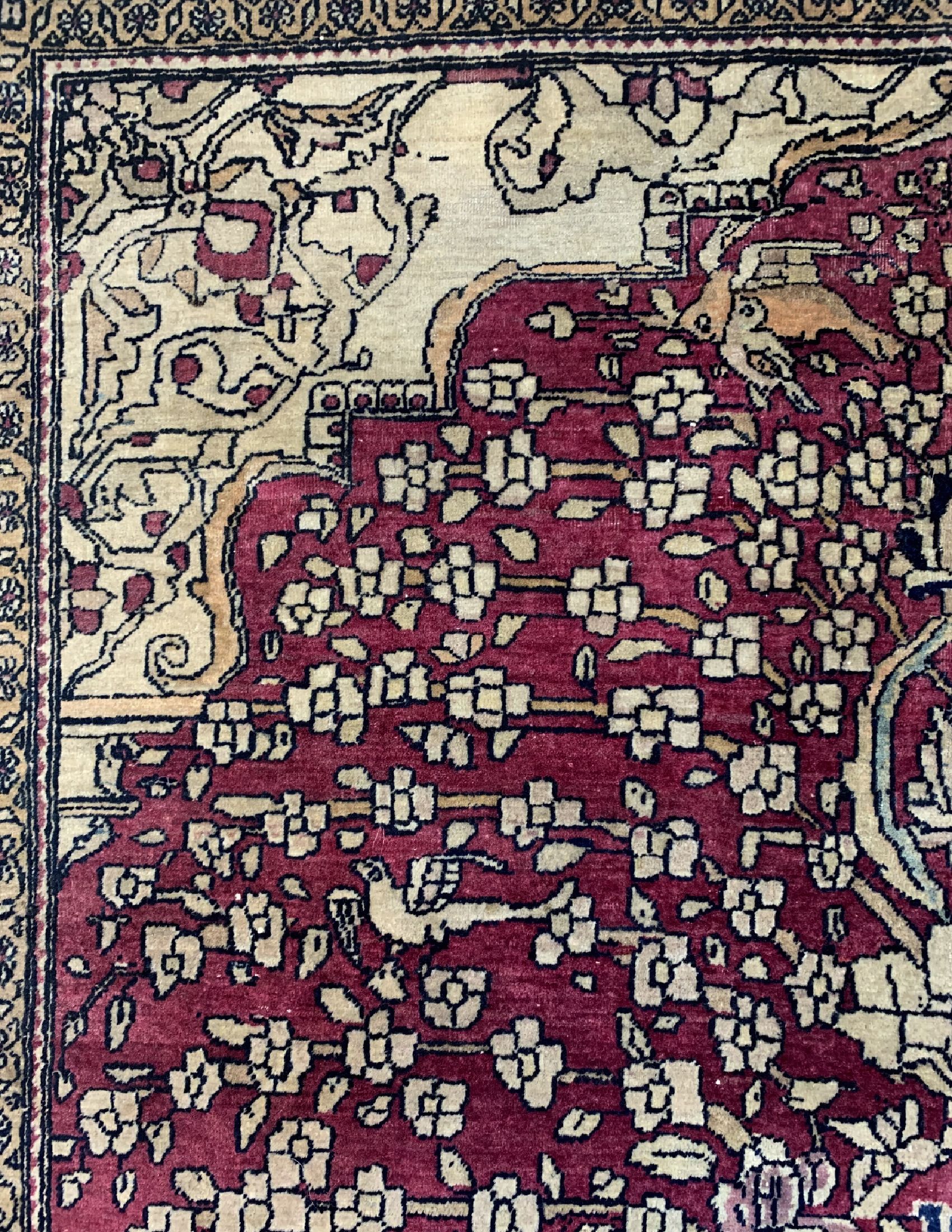 Detail d: Esfahan"Ahmad" antik, Persien, um 1900, Wolle auf Baumwolle, ca. 210 x 142 cm, EHZ: 2(Oxidiert)