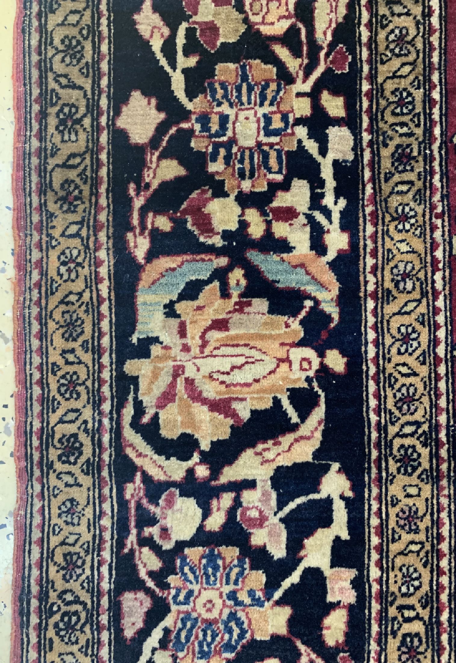 Detail e: Esfahan"Ahmad" antik, Persien, um 1900, Wolle auf Baumwolle, ca. 210 x 142 cm, EHZ: 2(Oxidiert)