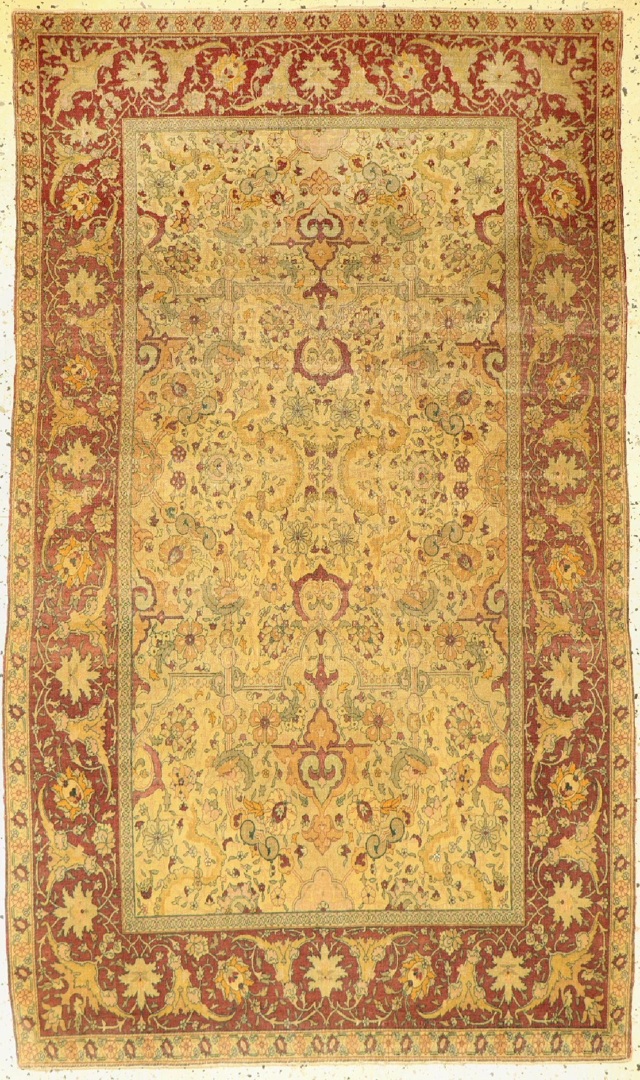 Seltener antiker Feshane/Kumkapi , Tükei, 19.Jhd, Korkwolle mit und auf Seide, ca. 202 x 122 cm, ca. 1,4 Mio. Kn/qm, EHZ: 2
