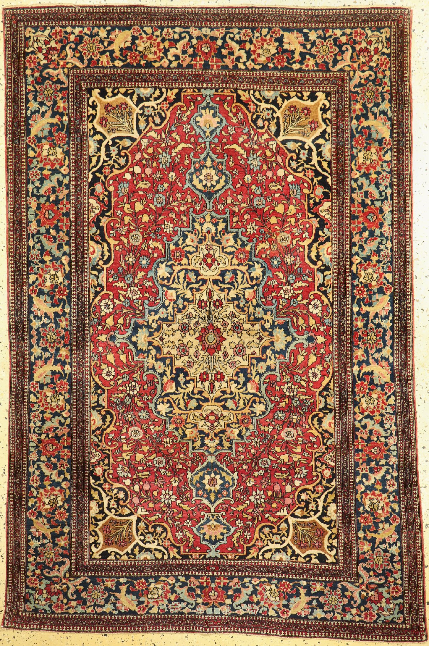 Esfahan"Ahmad"antik, Persien, um 1900, Wolle auf Baumwolle, ca. 213 x 140 cm, EHZ: 2(restauriert)