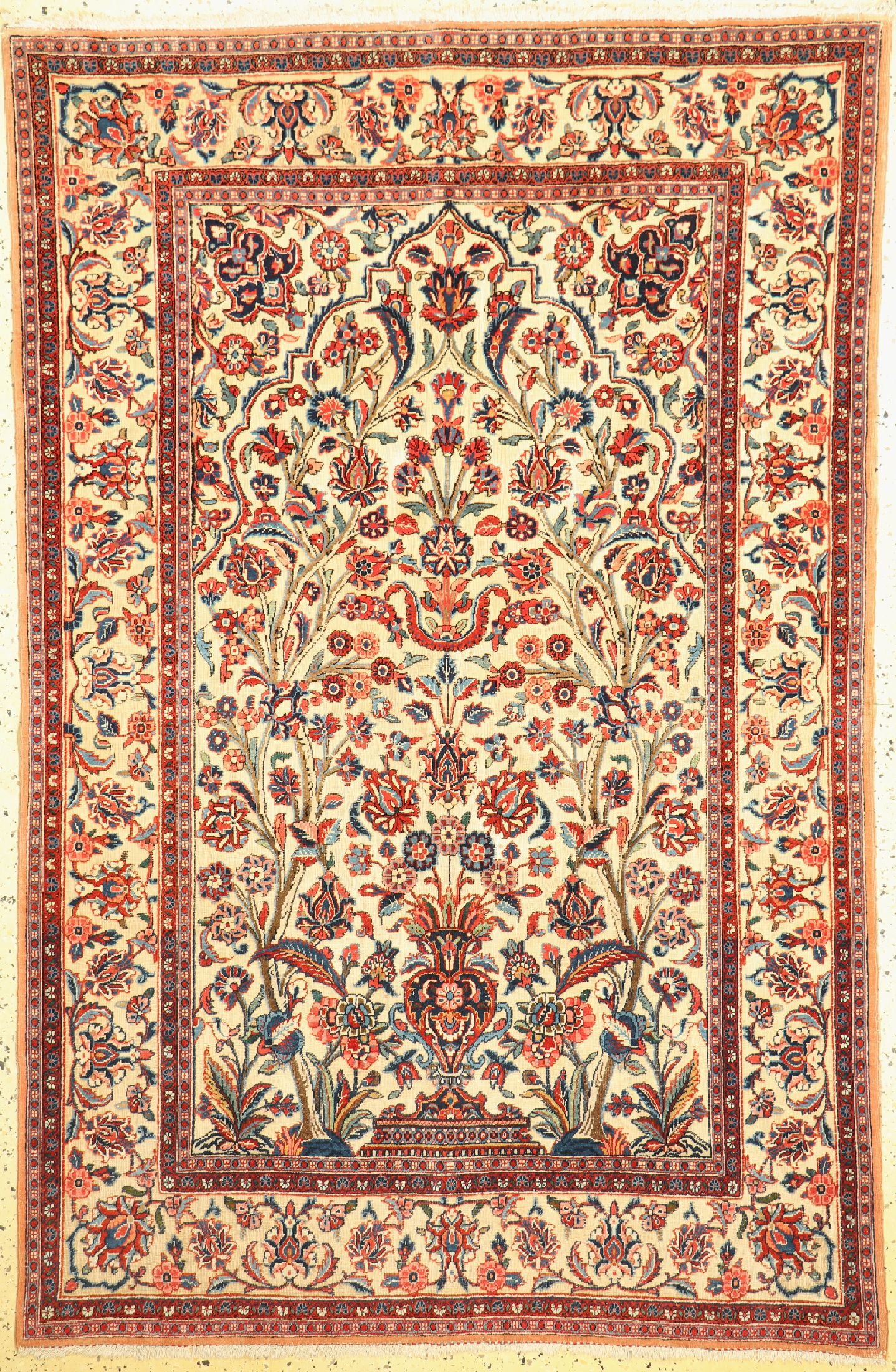 Keschan Kork"Souf" antik, Persien, um 1900,Korkwolle auf Baumwolle, ca. 200 x 135 cm, EHZ: 2-3, (Klebereste)