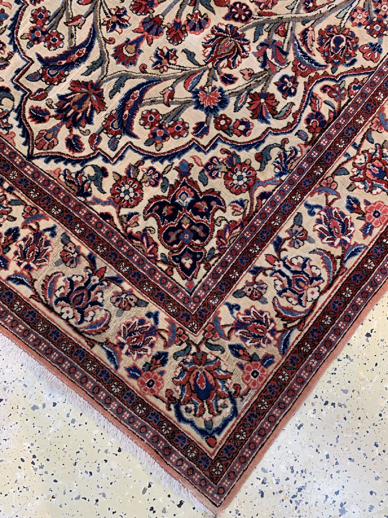 Detail c: Keschan Kork"Souf" antik, Persien, um 1900,Korkwolle auf Baumwolle, ca. 200 x 135 cm, EHZ: 2-3, (Klebereste)