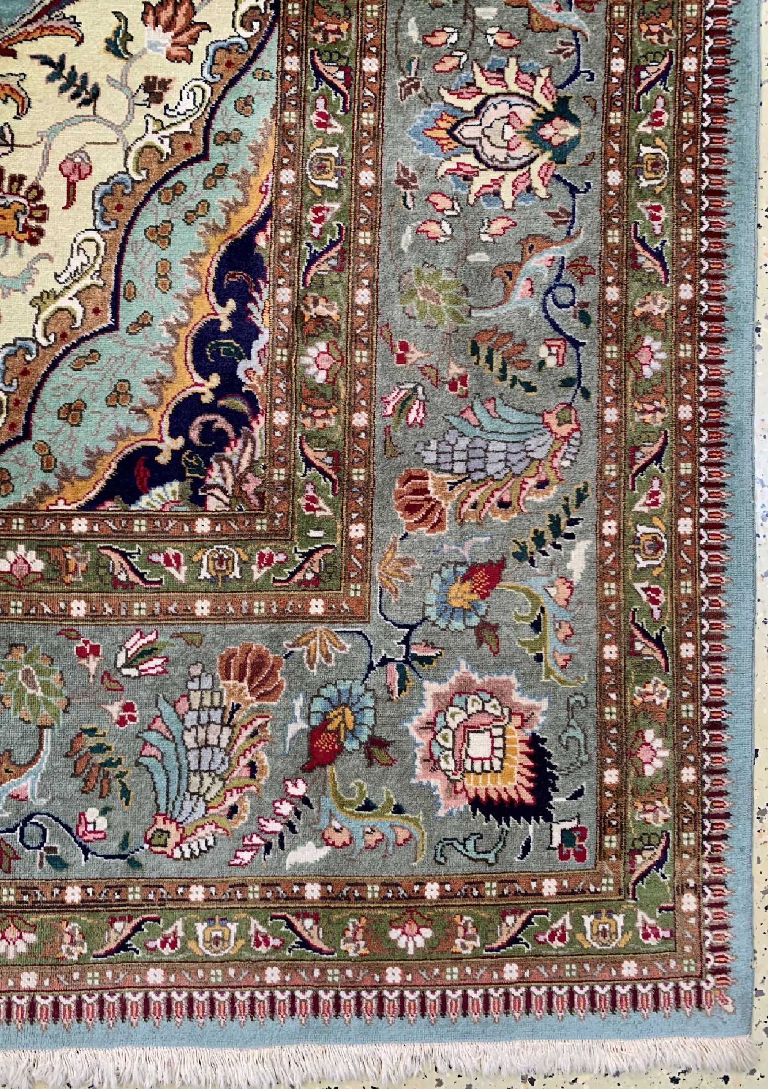 Detail a: Täbriz fein(40 Raj), Persien, um 1950, Korkwolle auf Baumwolle, ca. 385 x 290 cm, gereinigt, EHZ: 2