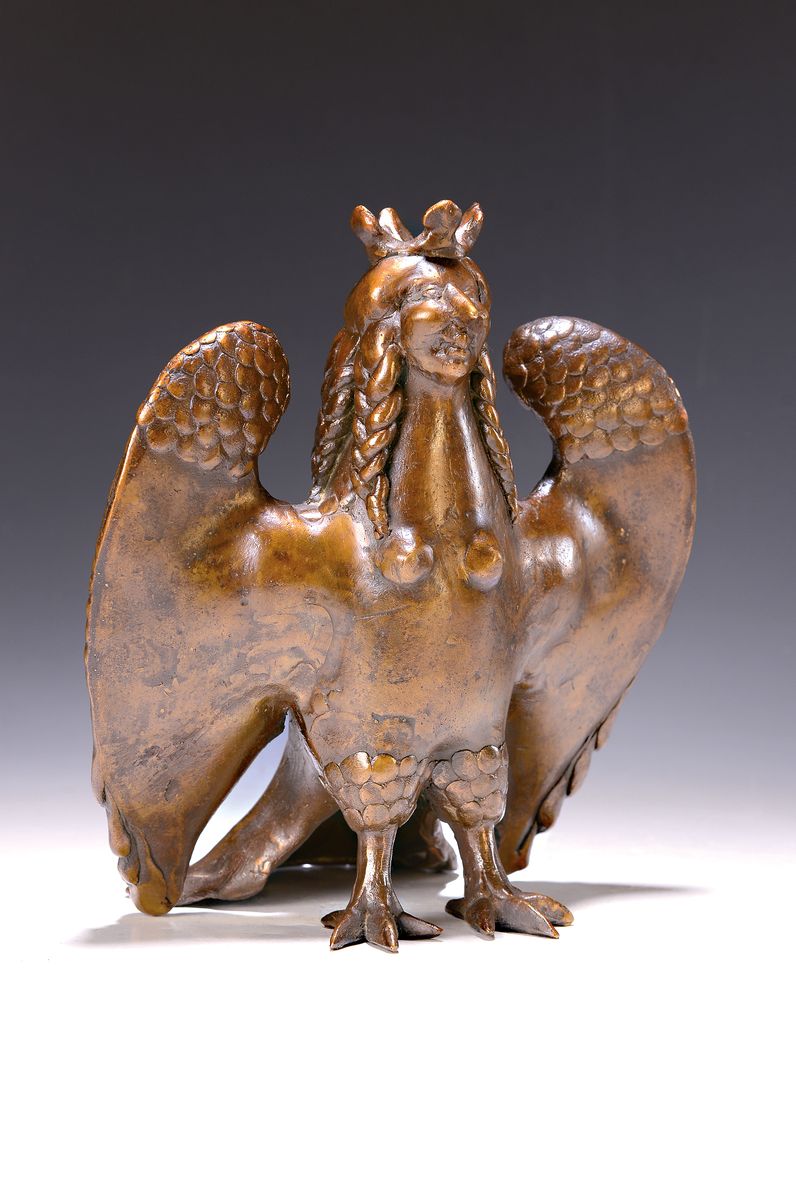 Gernot Rumpf, geb. 1941 Kaiserslautern, Königskopf-Adler, Bronze, monogr., num. 6/30, Gießerstempel Strehle, H. ca. 24cm