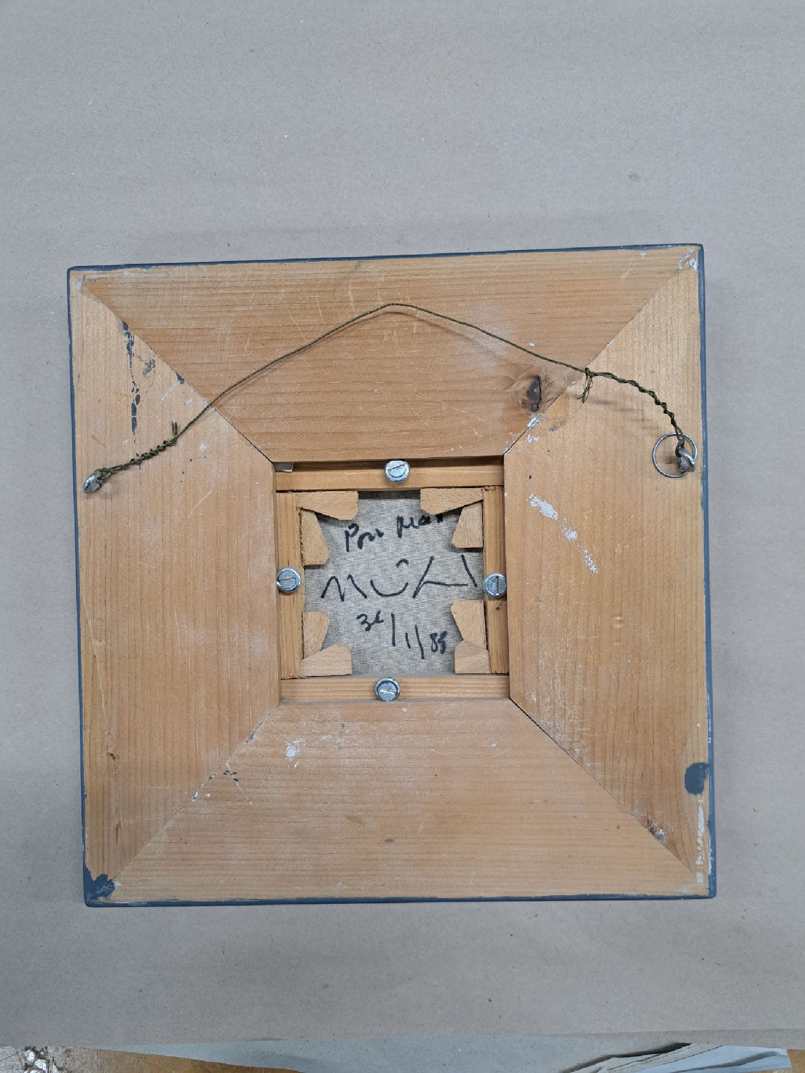 Detail a: Roger Mühl, 1929 Strassburg-2008 Mougins, Küstenlandschaft, Öl/Lwd, rückseitig sign. und dat. 83, bez.: pour Max, ca. 15x15cm, Rahmen mit ...