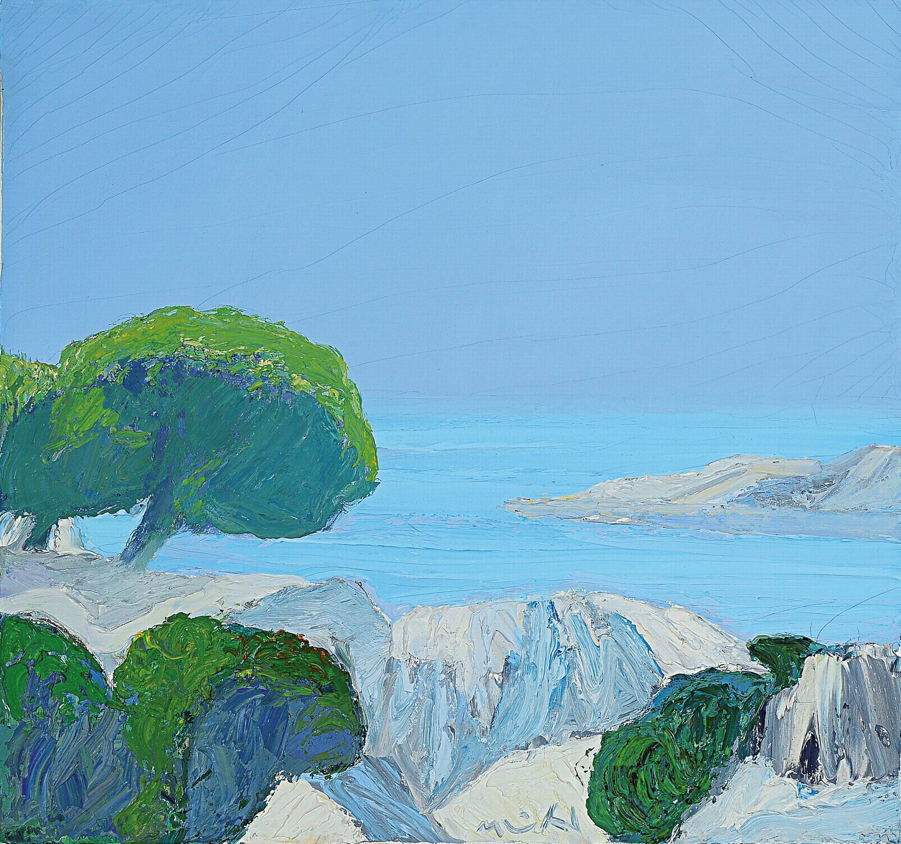 Roger Mühl, 1929 Strassburg-2008 Mougins, Les iles de Levins, Öl/Lwd, mittig unten sign., rückseitig betitelt, ca. 49x53cm, Schattenfugenrahmen ...