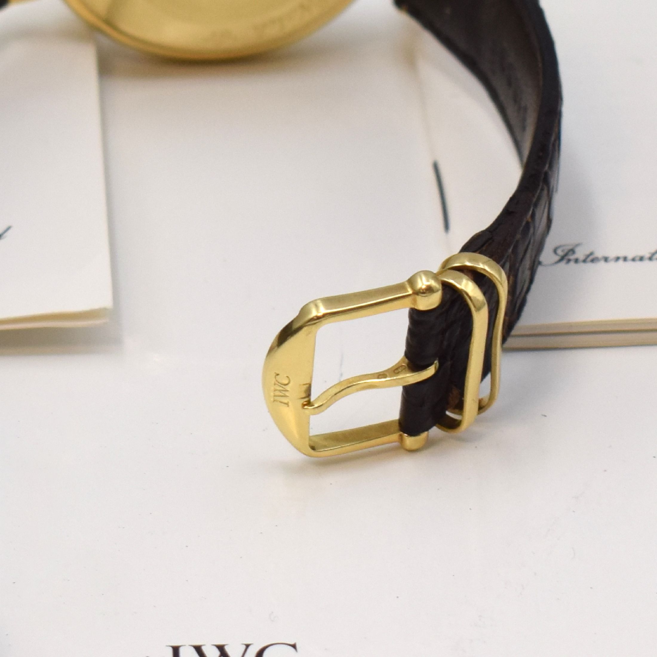 Detail b: IWC astronomische Herrenarmbanduhr Da Vinci mit ewigem Kalender und Chronograph Ref. 3750, Schweiz um 1990, Automatik, 2-teil. Geh., Boden aufgedr., ...