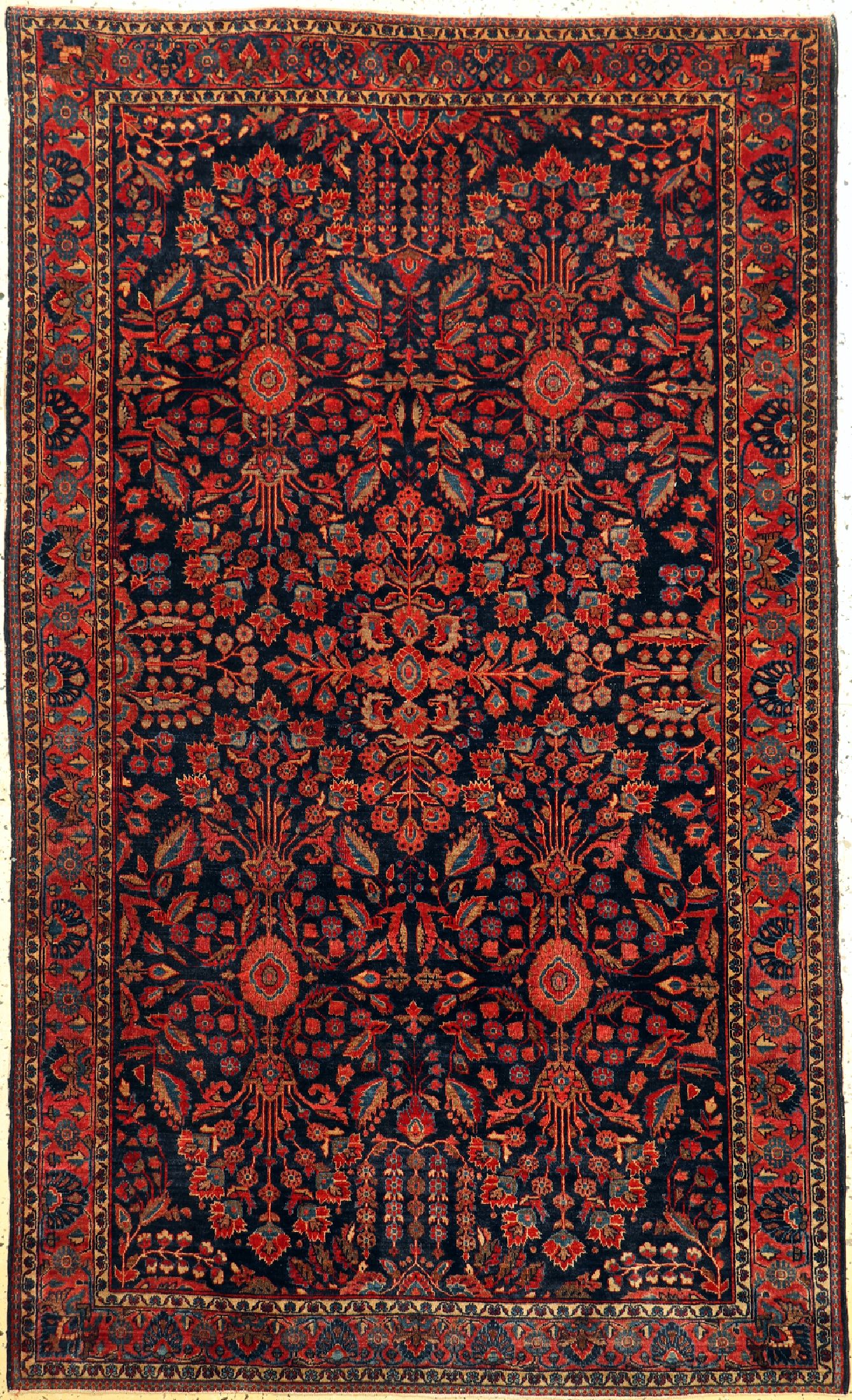 Antiker Sarogh Farahan, Persien, um 1900, Wolle auf Baumwolle, ca. 203 x 124 cm, EHZ: 3(Morsch)