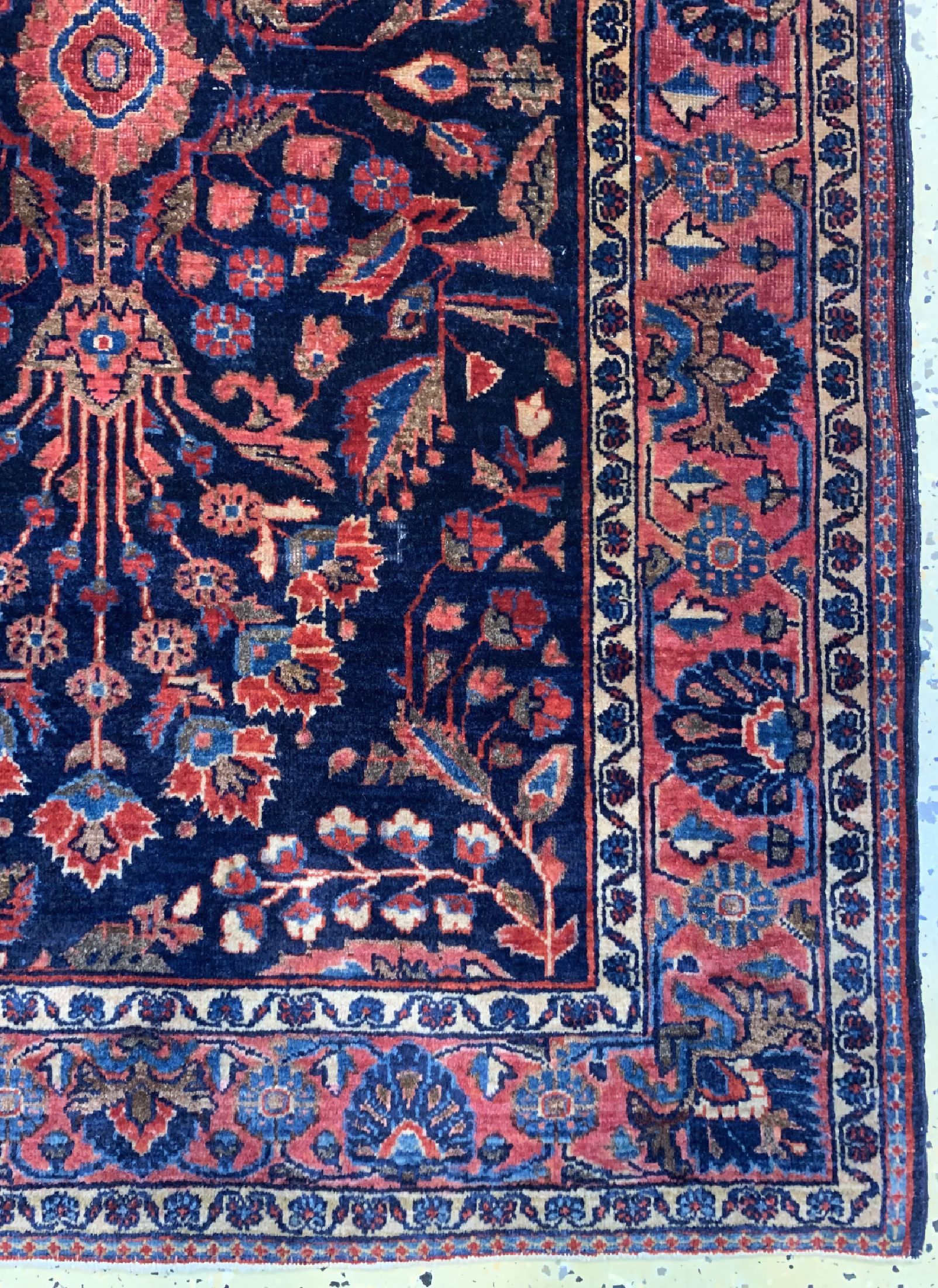 Detail a: Antiker Sarogh Farahan, Persien, um 1900, Wolle auf Baumwolle, ca. 203 x 124 cm, EHZ: 3(Morsch)