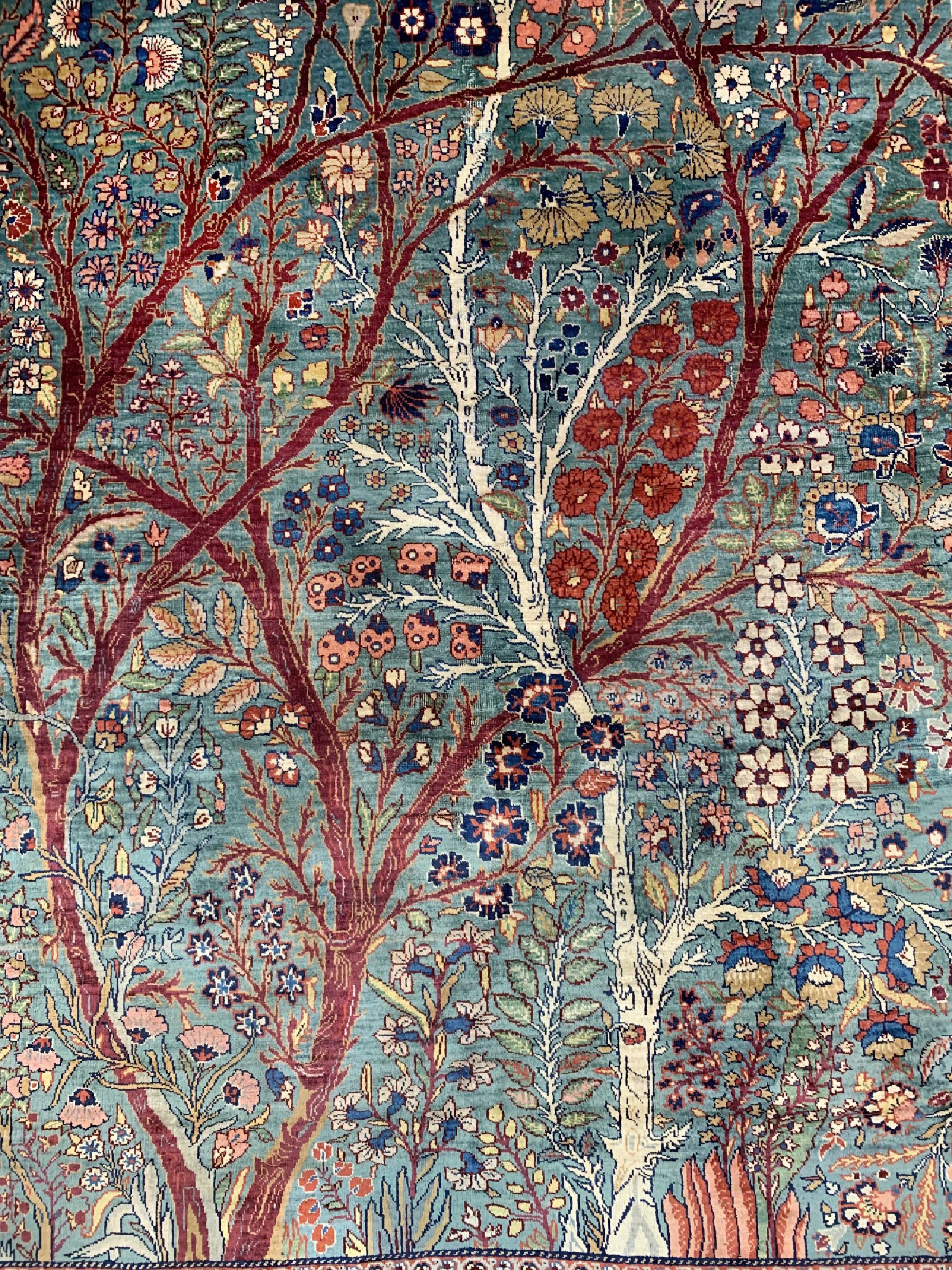 Detail c: Seltener antiker Seiden Teheran, Persien, (von Salmasi im Auftrag gegeben), 19.Jhd, reine Naturseide, ca. 188 x 135 cm, ca. 1 Mio Kn/qm, EHZ: ...