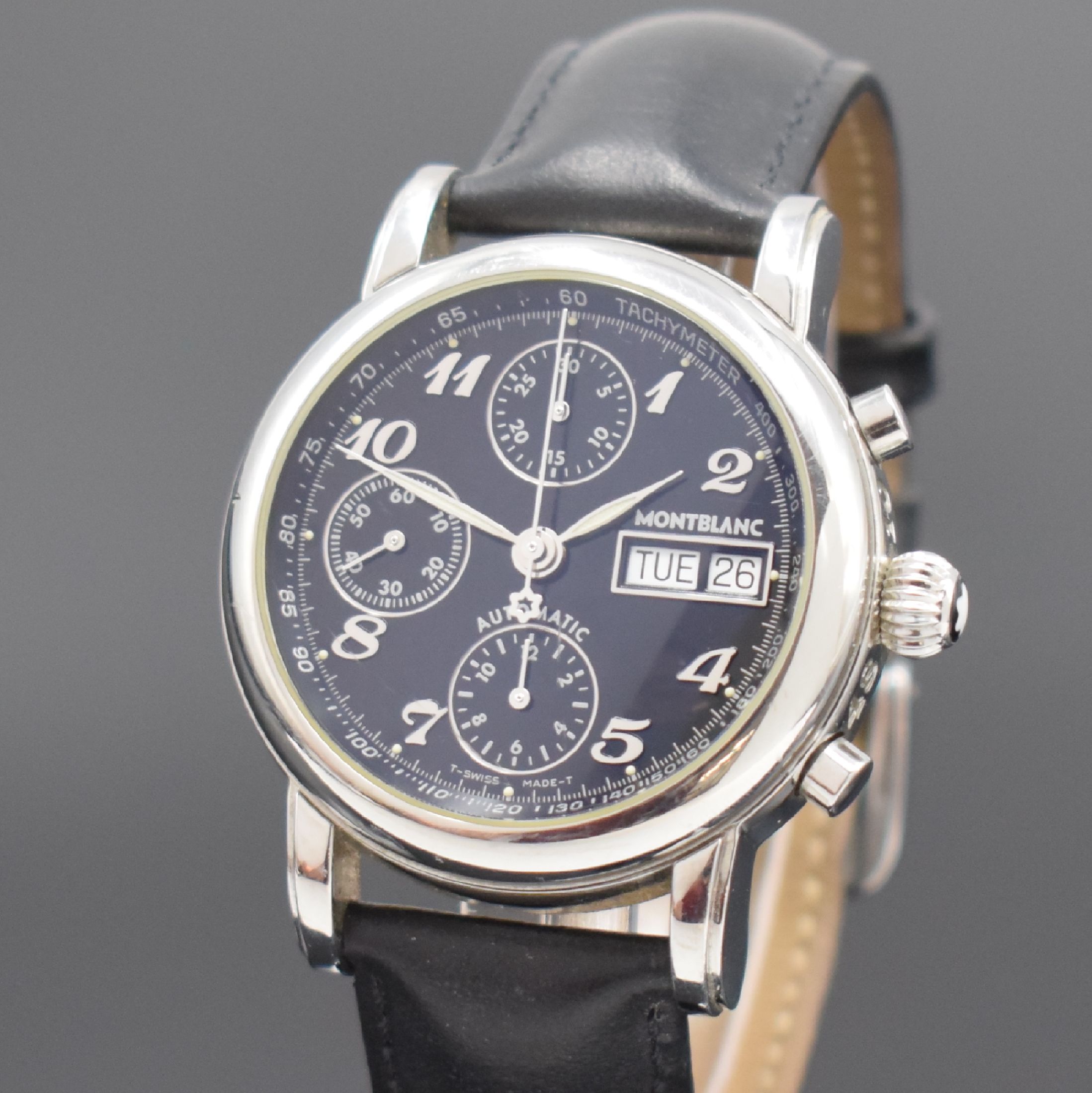 Detail a: MONTBLANC Star Meisterstück Herrenarmbanduhr mit Chronograph Referenz 7016, Schweiz um 2002, Automatik, beids. vergl. Edelstahlgeh. inkl. orig. ...