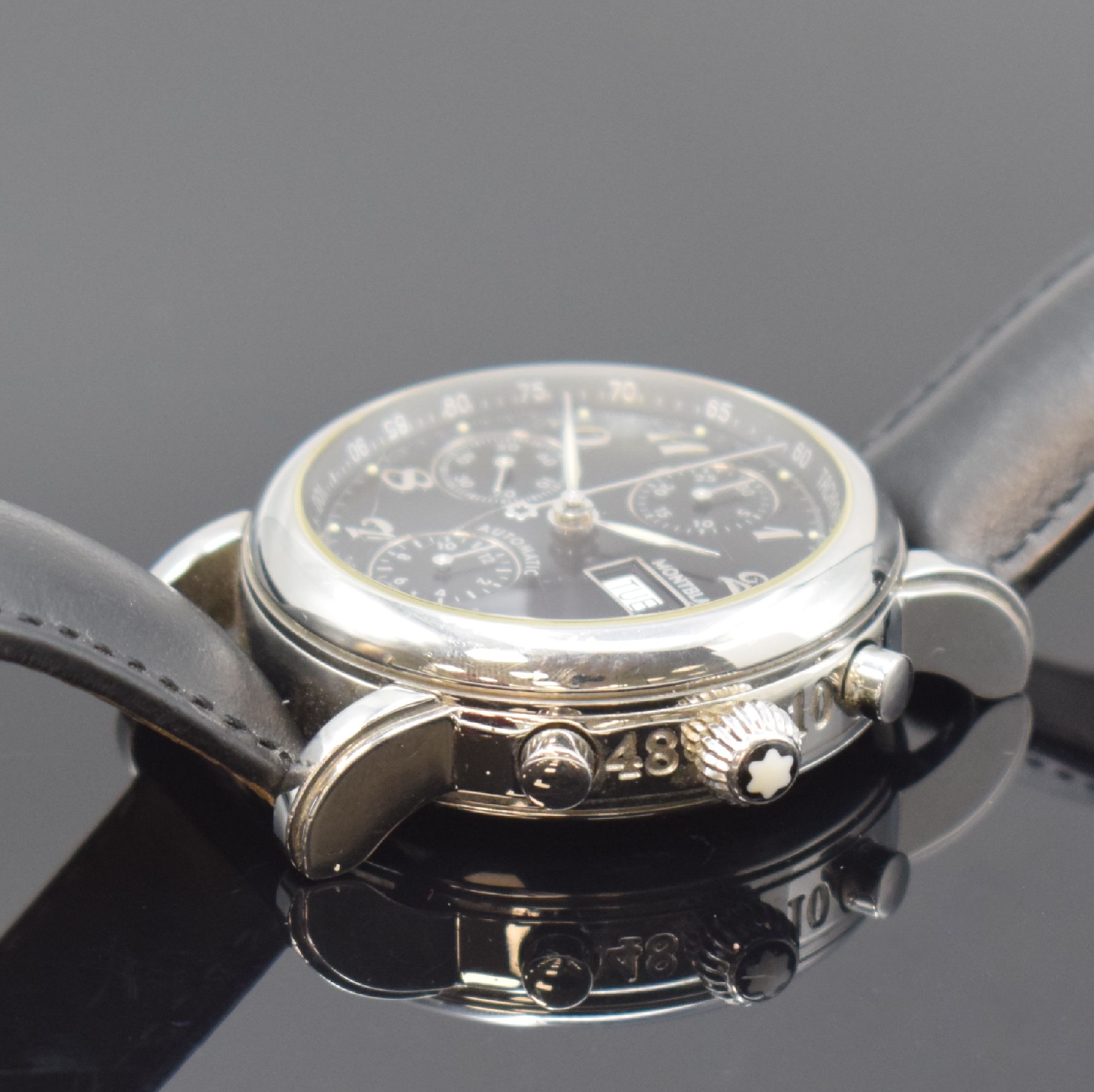 Detail c: MONTBLANC Star Meisterstück Herrenarmbanduhr mit Chronograph Referenz 7016, Schweiz um 2002, Automatik, beids. vergl. Edelstahlgeh. inkl. orig. ...