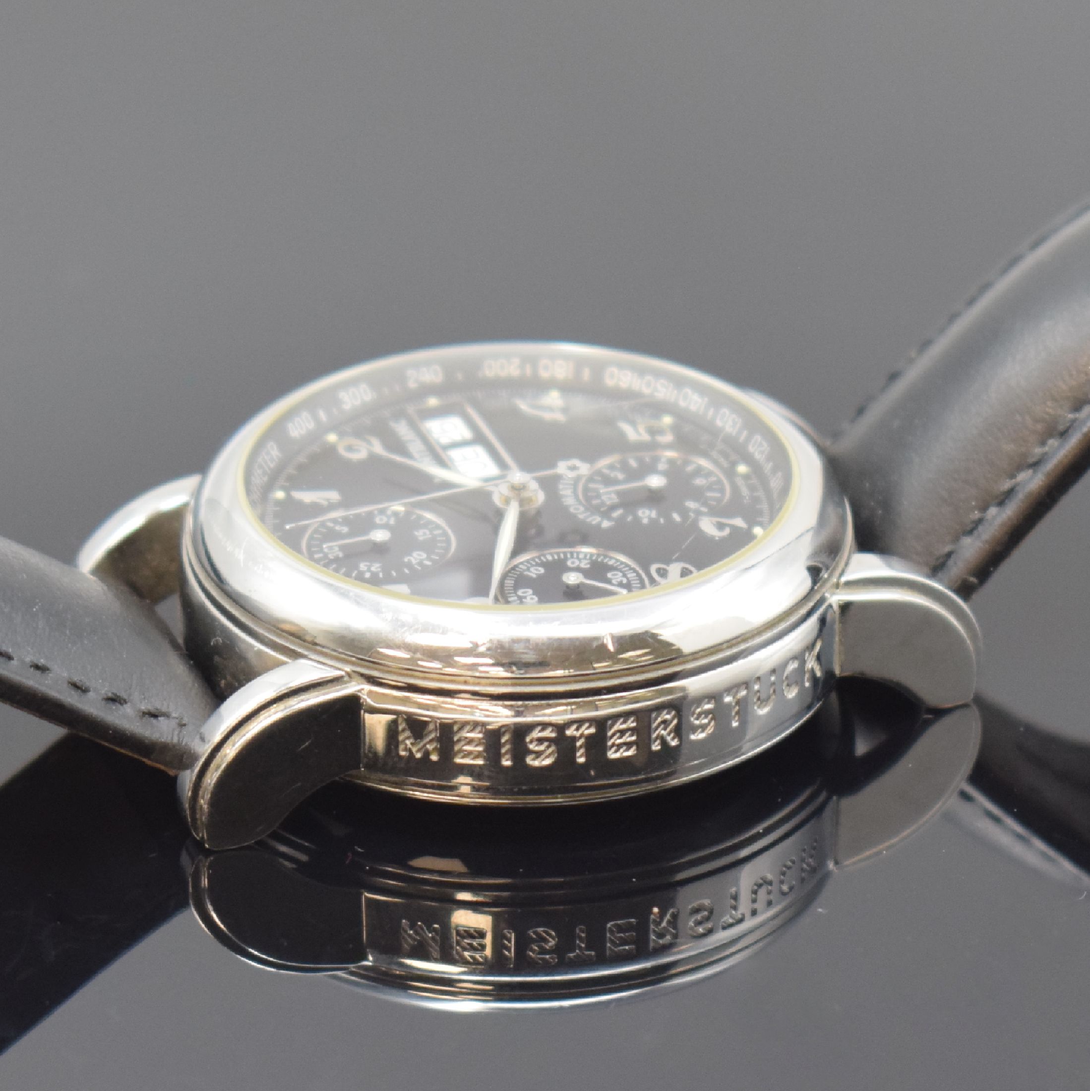 Detail d: MONTBLANC Star Meisterstück Herrenarmbanduhr mit Chronograph Referenz 7016, Schweiz um 2002, Automatik, beids. vergl. Edelstahlgeh. inkl. orig. ...