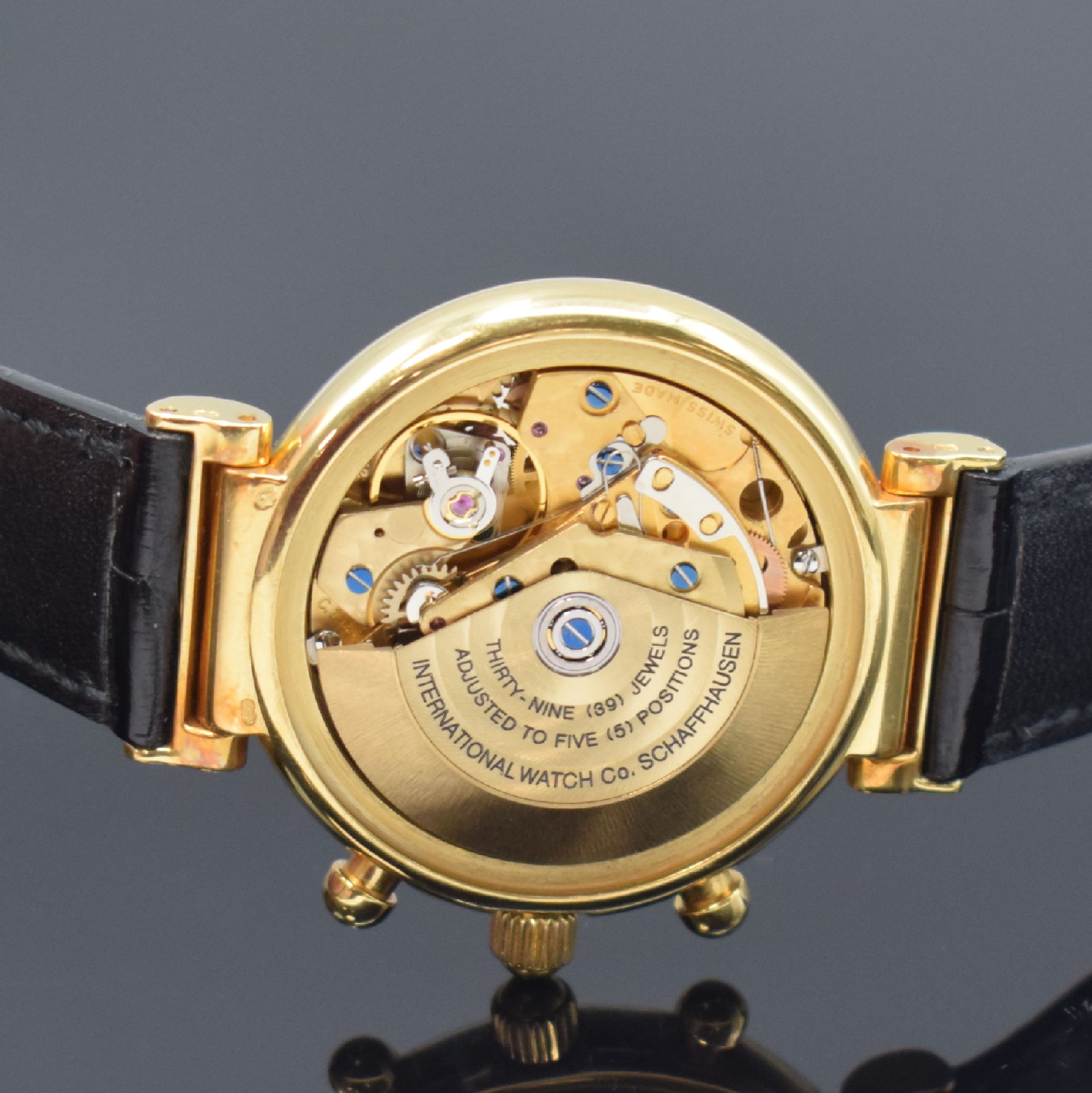 Detail g: IWC feiner astronomischer Armbandchronograph Modell Da Vinci mit ewigem Kalender Referenz 3750 in GG 750/000, Schweiz um 1990, Automatik, orig. ...
