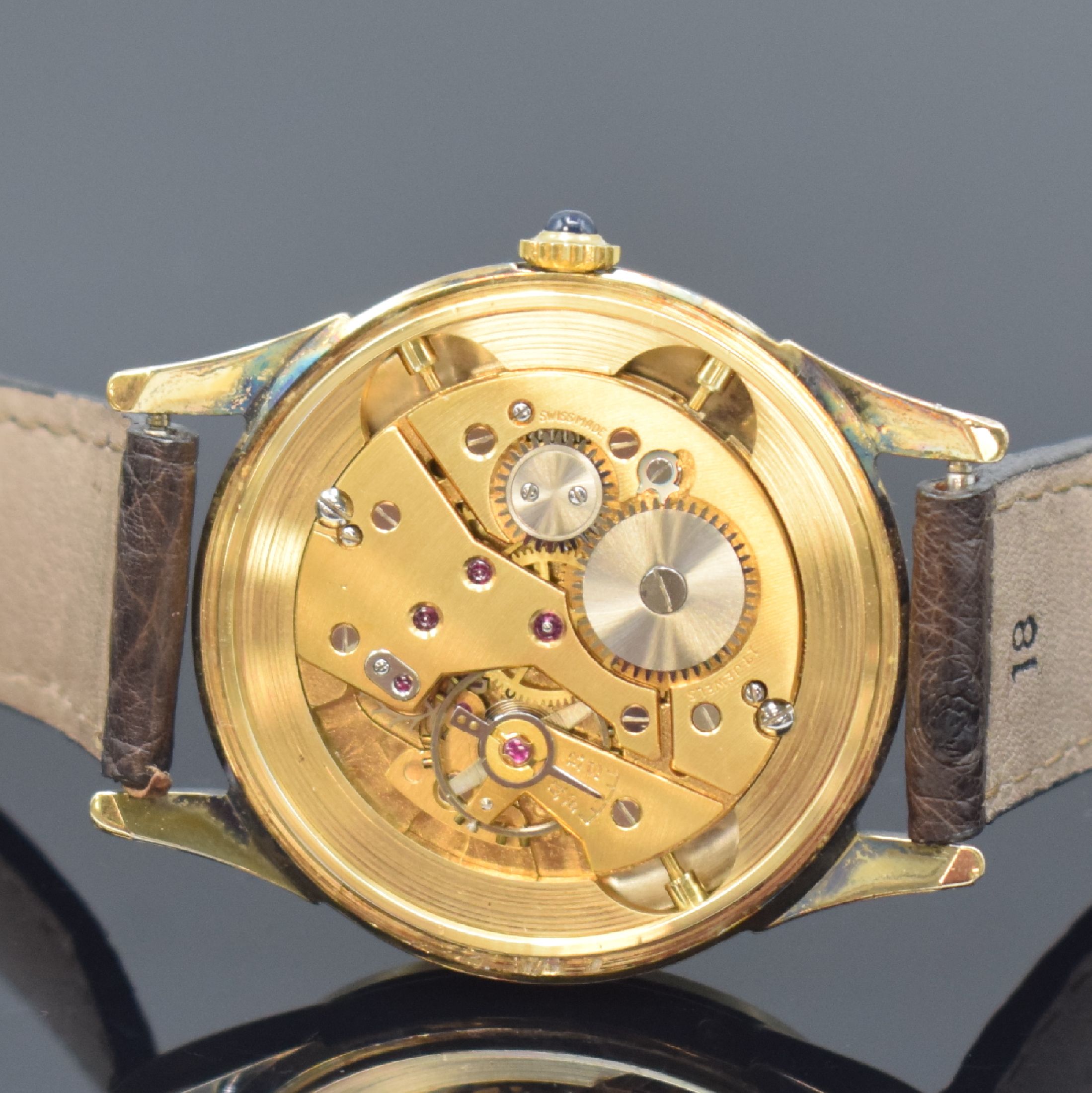 Detail e: EBERHARD & CO. Herrenarmbanduhr mit Vollkalenderanzeige und Mondphase, Schweiz um 1987, Handaufzug, auf 499 Stück limitiertes Sondermodell, ...