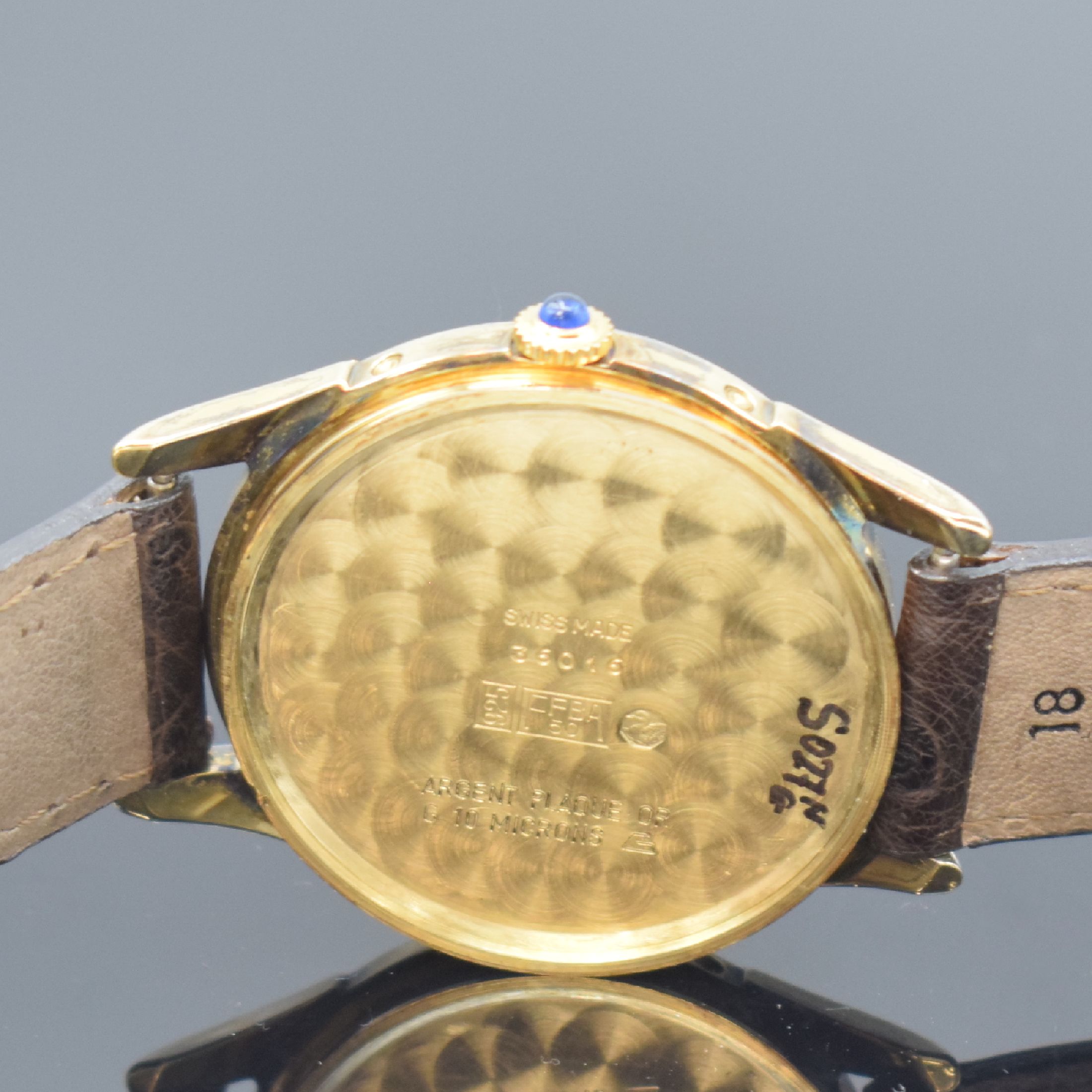 Detail f: EBERHARD & CO. Herrenarmbanduhr mit Vollkalenderanzeige und Mondphase, Schweiz um 1987, Handaufzug, auf 499 Stück limitiertes Sondermodell, ...