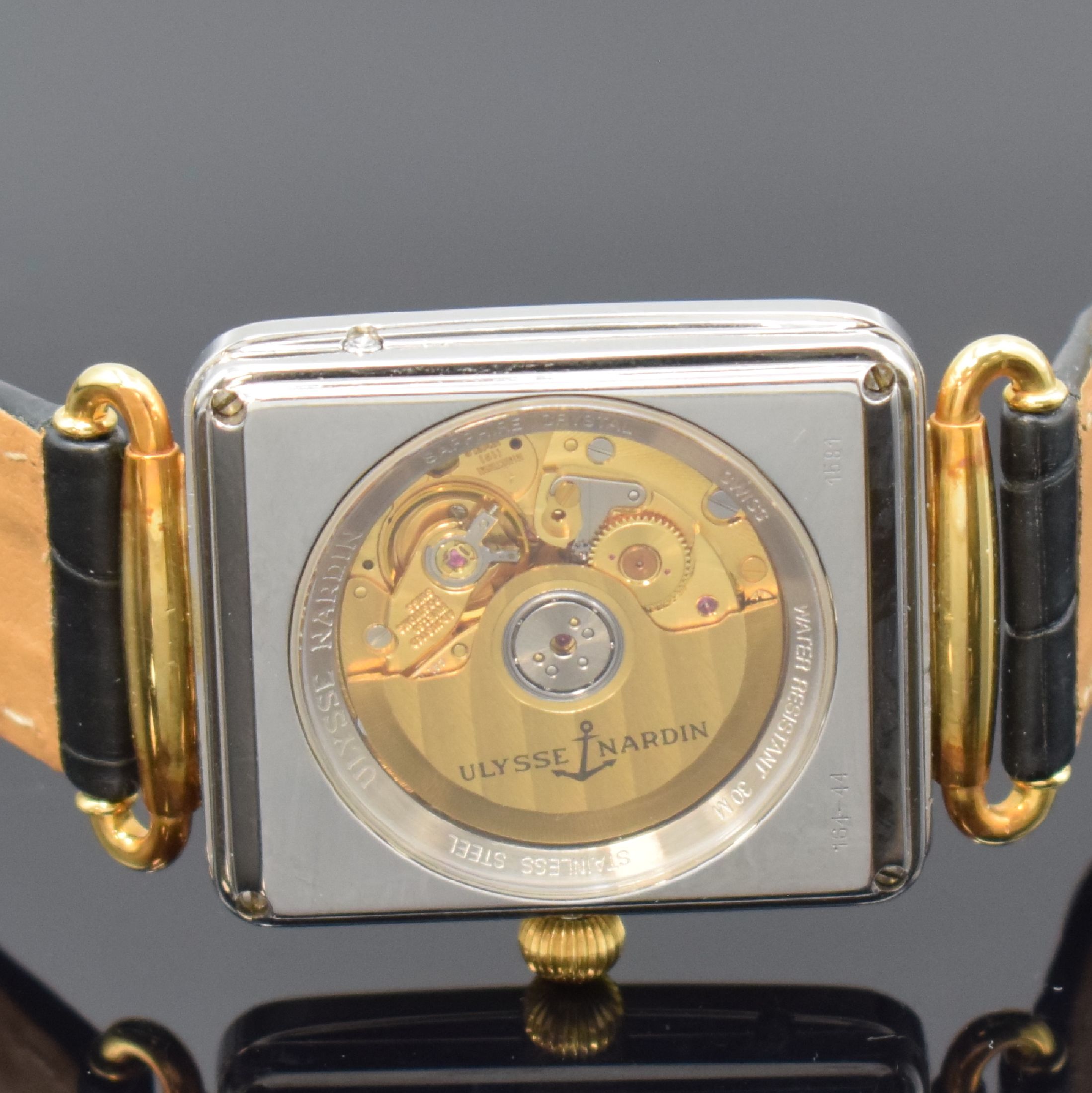 Detail f: ULYSSE NARDIN Herrenarmbanduhr Michelangelo mit Vollkalenderanzeige und Mondphase Referenz 164-44, Schweiz um 1995, Automatik, Edelstahl/Gold ...