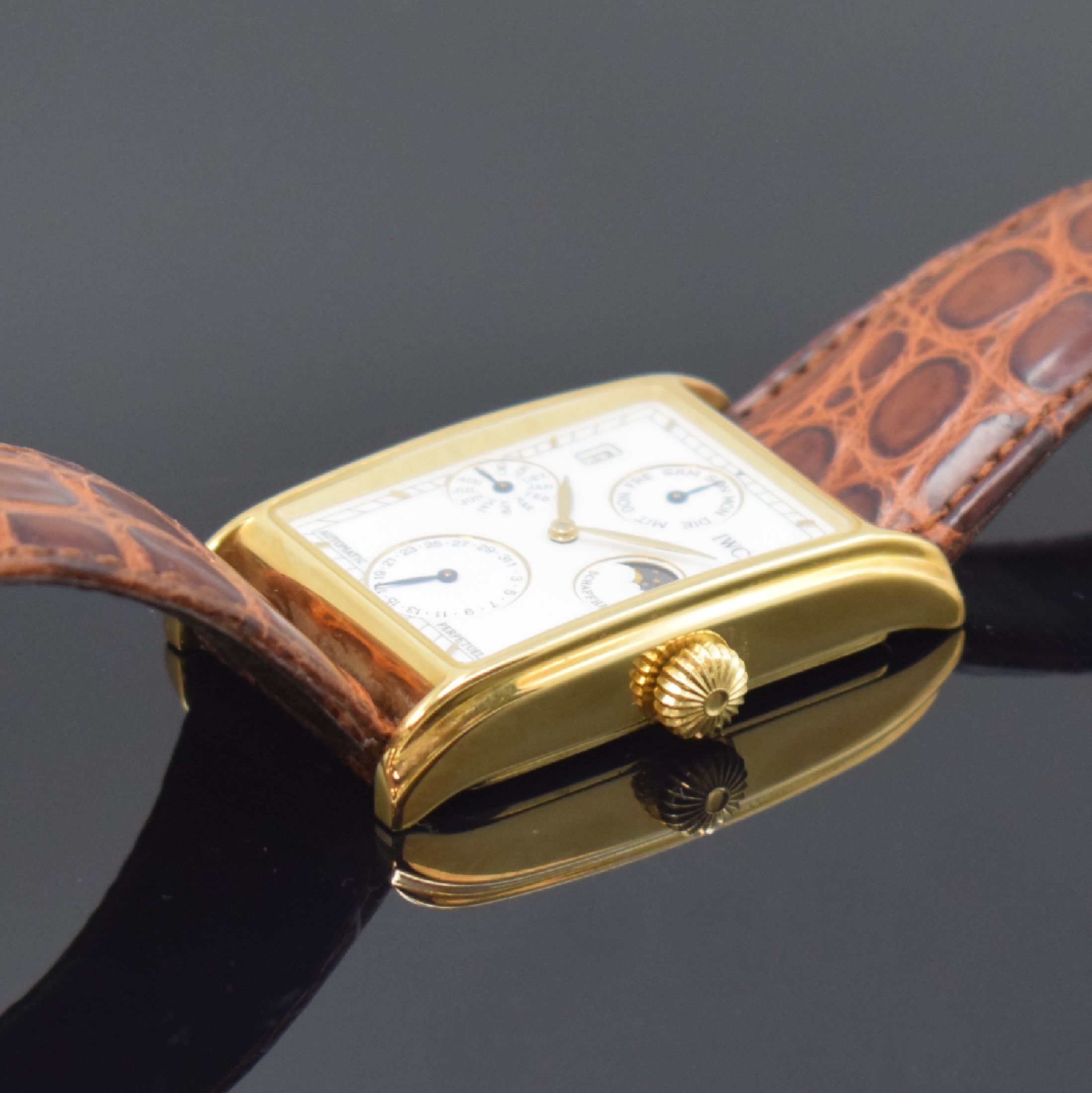 Detail c: IWC feine astronomische Herrenarmbanduhr mit ewigem Kalender Modell Novecento in GG 750/000 Referenz 3545, Schweiz um 1995, Automatik, orig. ...