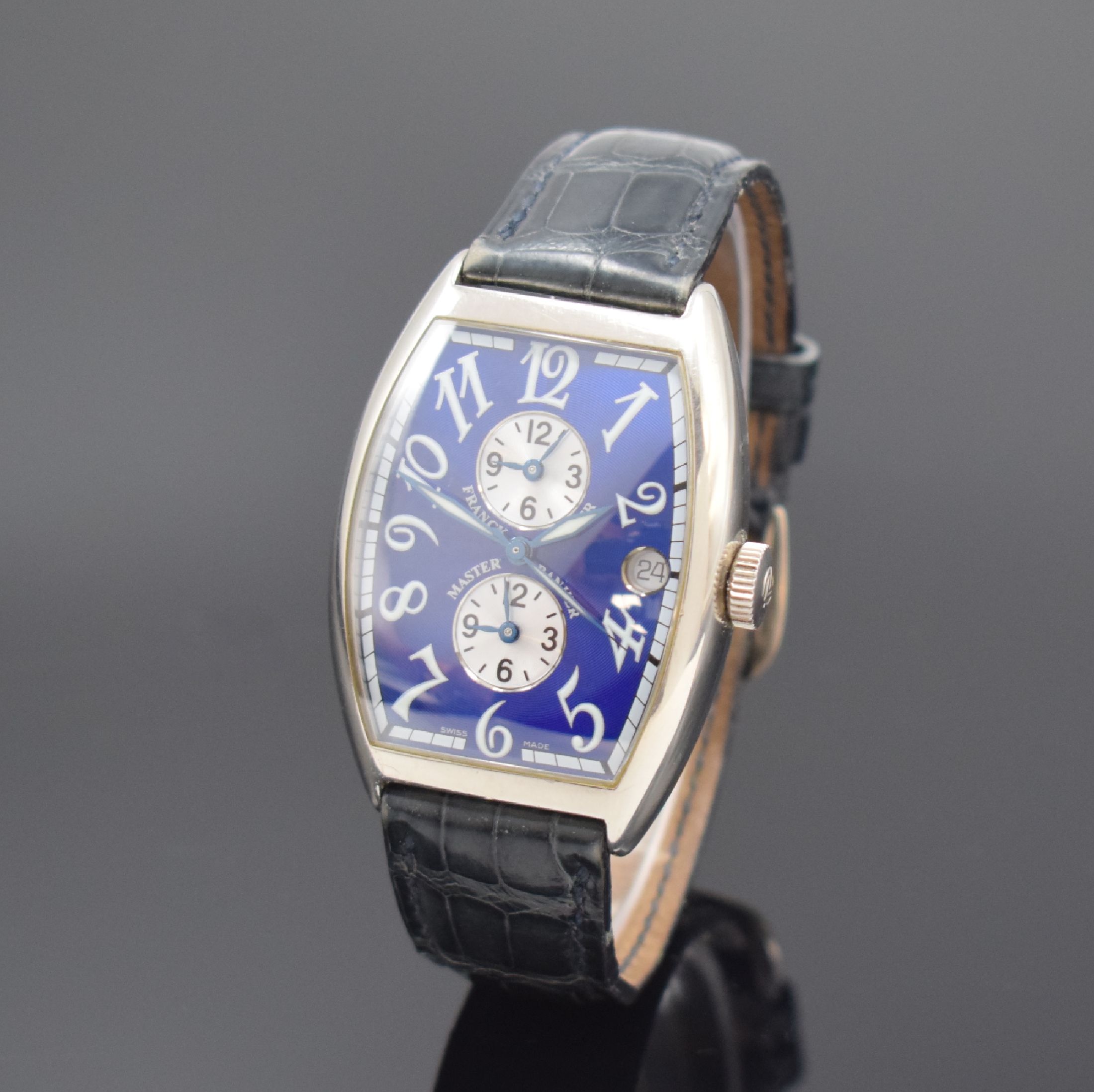 FRANCK MULLER Herrenarmbanduhr Modell Master Banker mit 3-Zeitzonen in WG 750/000 Referenz 6850 MB, Schweiz um 2005, Automatik, orig. Lederband m. WG ...