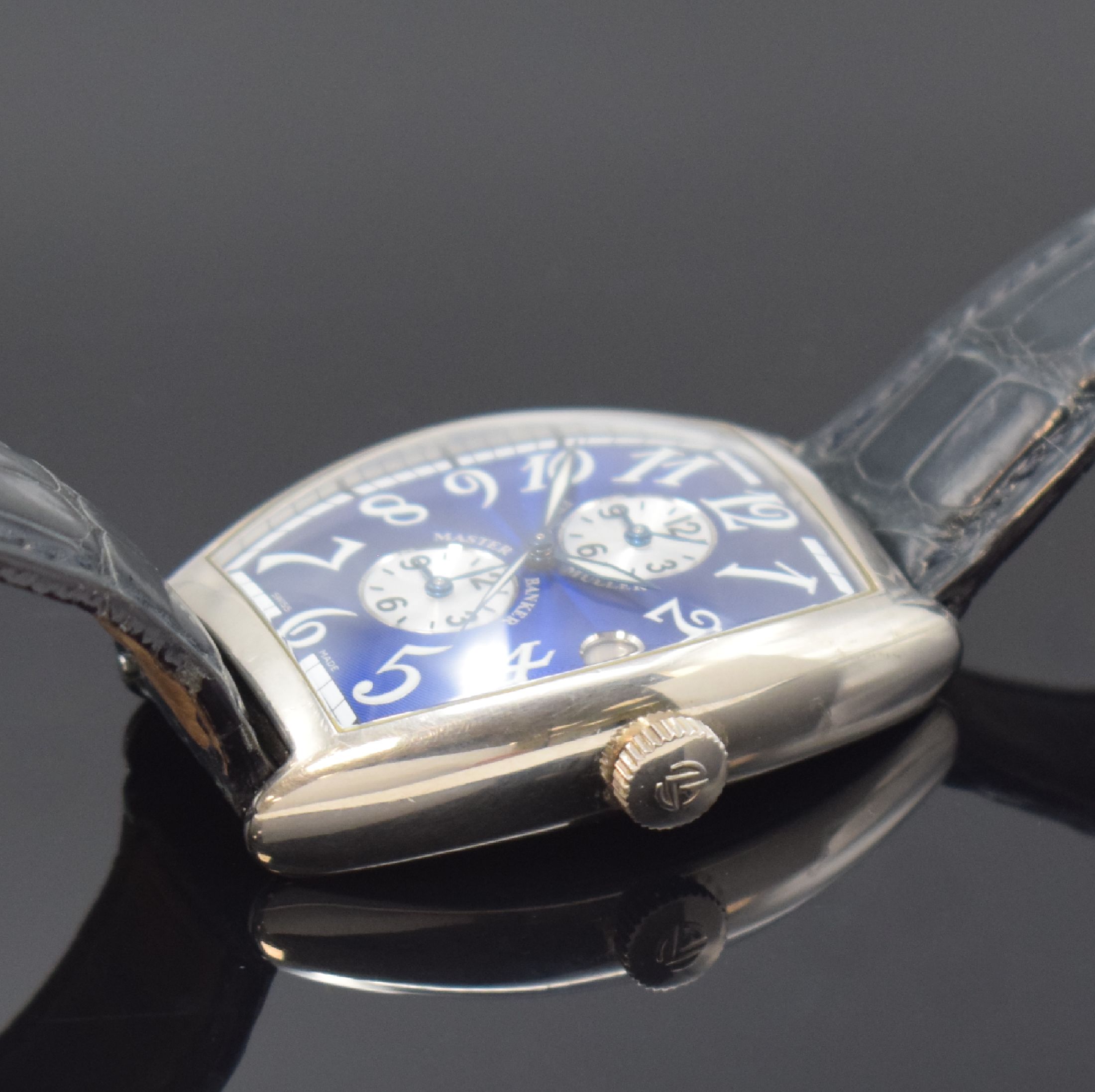 Detail c: FRANCK MULLER Herrenarmbanduhr Modell Master Banker mit 3-Zeitzonen in WG 750/000 Referenz 6850 MB, Schweiz um 2005, Automatik, orig. Lederband m. WG ...