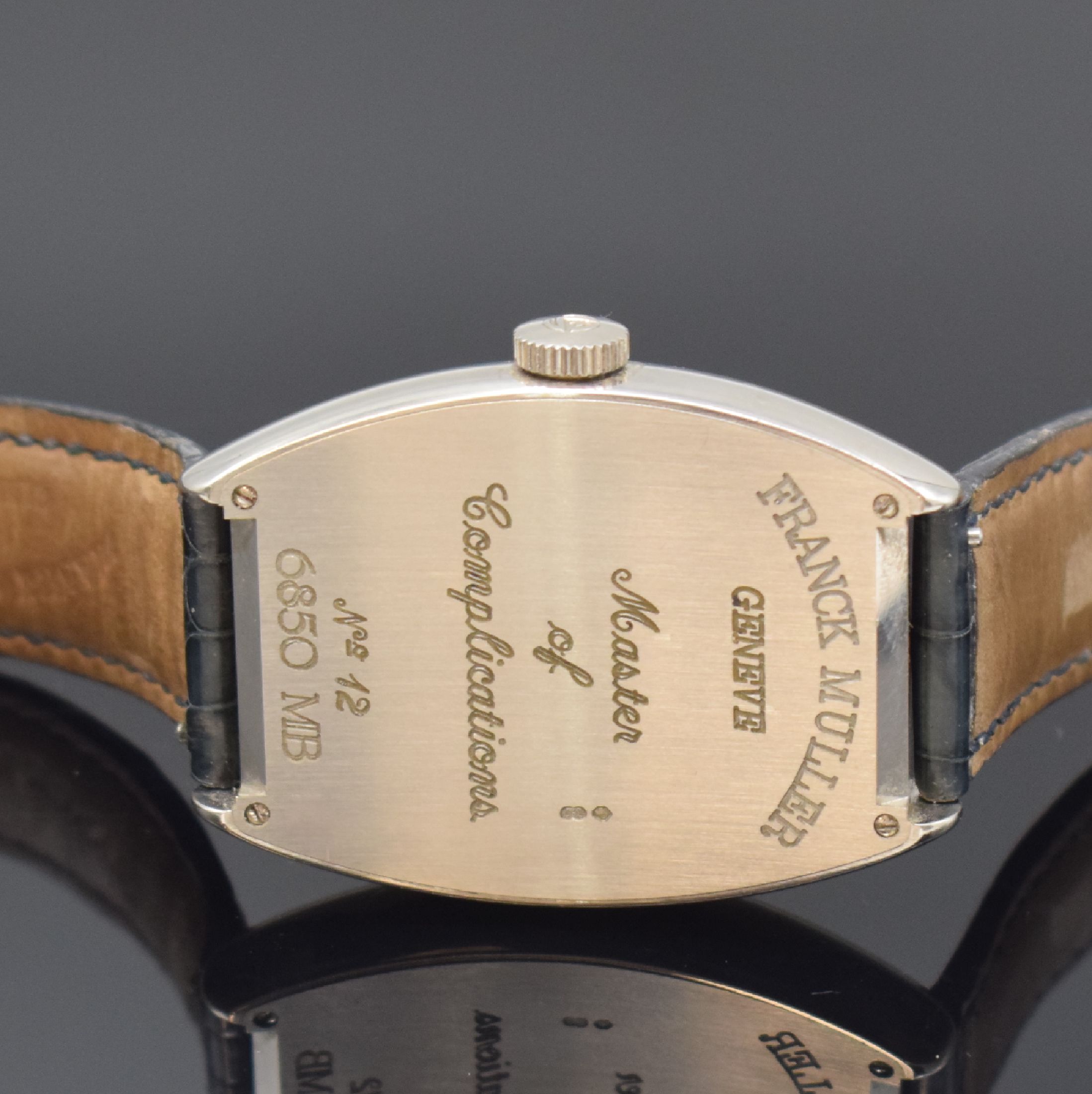 Detail d: FRANCK MULLER Herrenarmbanduhr Modell Master Banker mit 3-Zeitzonen in WG 750/000 Referenz 6850 MB, Schweiz um 2005, Automatik, orig. Lederband m. WG ...