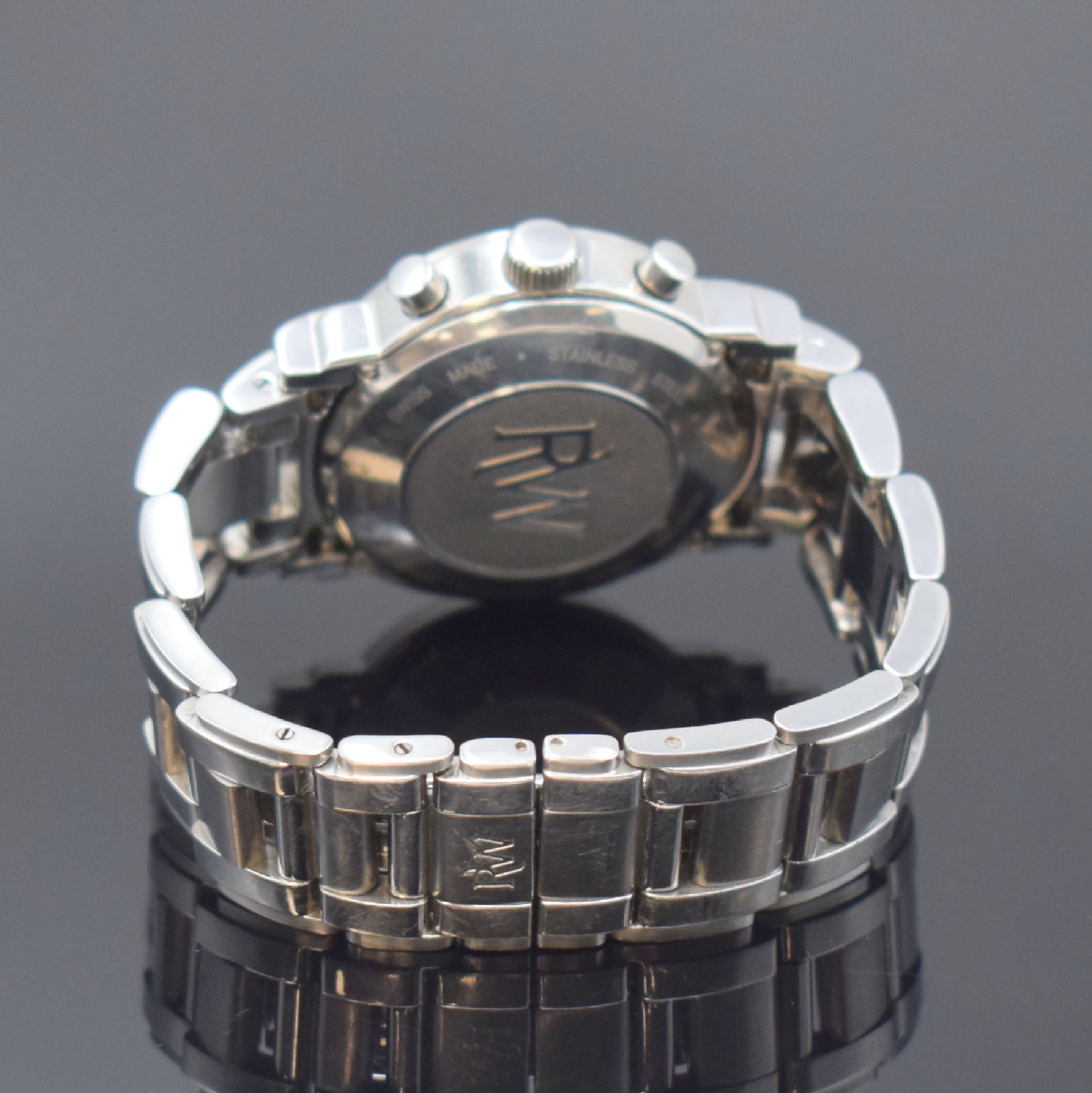 Detail b: RAYMOND WEIL Saxo Armbandchronograph in Stahl, Schweiz um 2000, Automatik, 4-fach verschr. Geh., Gliederband m. dopp. Faltschl., Krone verschr., ...