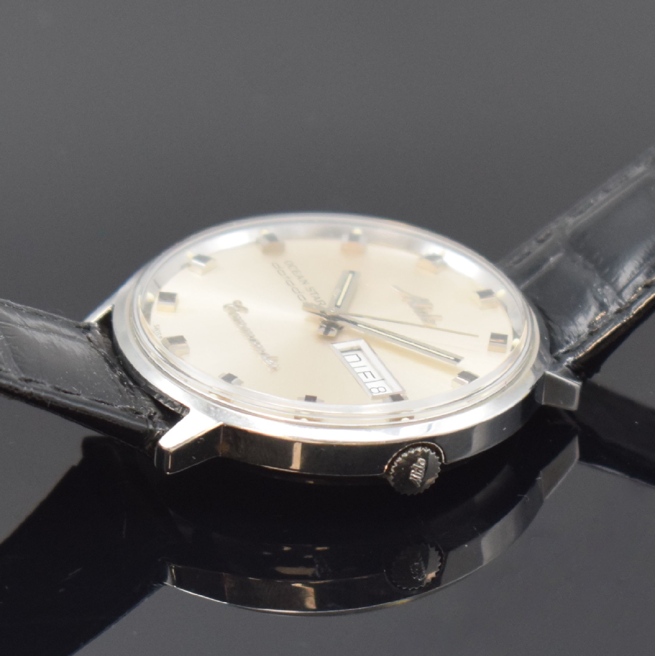 Detail c: MIDO Ocean Star Datoday Commander Herren- Armbanduhr in Stahl Referenz 8419, Schweiz um 2000, Automatik, Monocoque-Geh., orig. Glas u. Krone, silb. ...