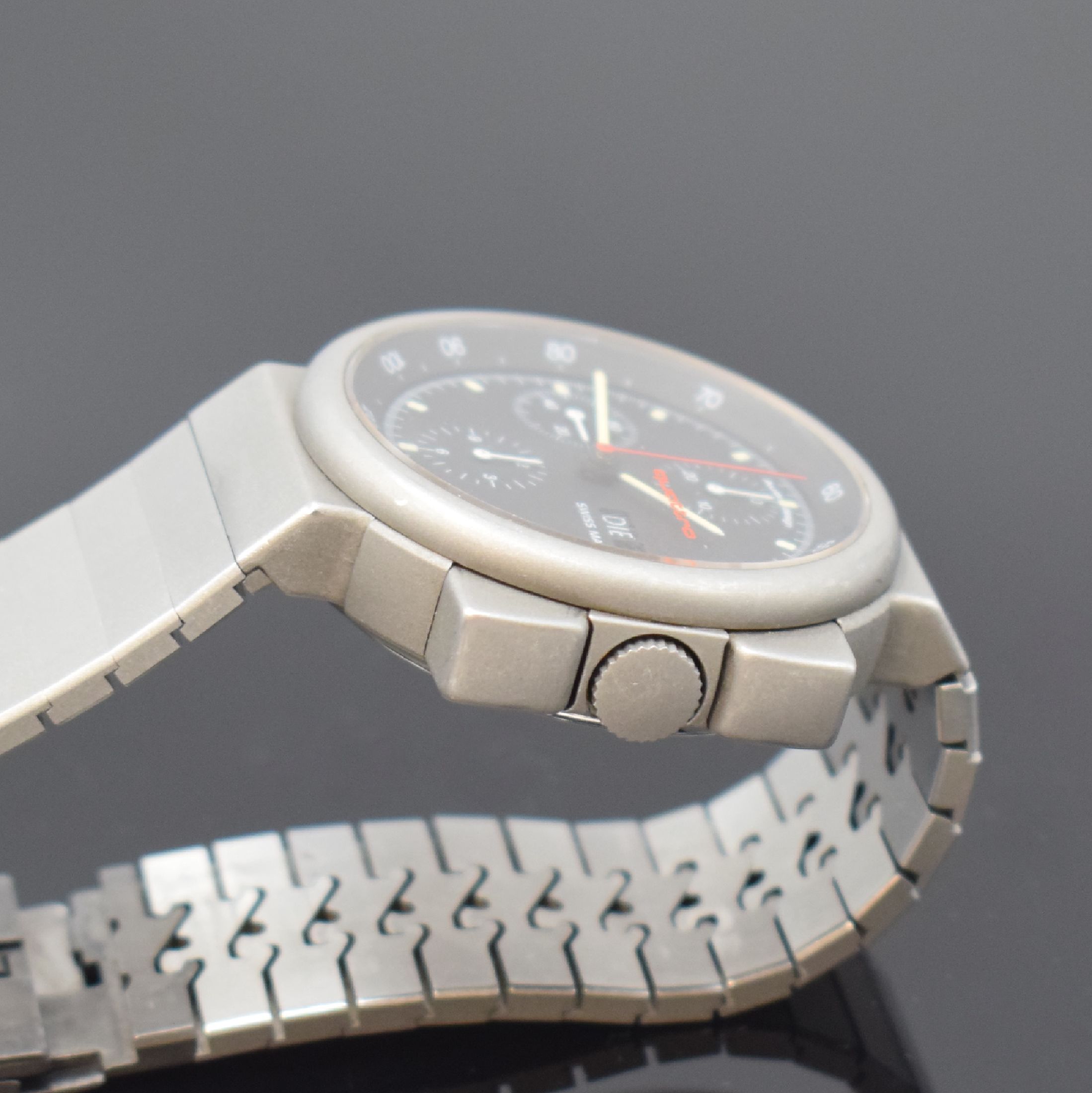 Detail b: AUDI quattro / CERTINA seltener Armbandchronograph in Stahl Referenz 674.8000.41, Schweiz um 1983, Automatik, mattiertes Geh. m. integr. Stahlband, ...