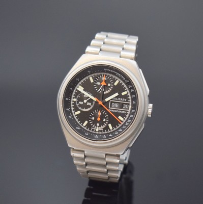 TUTIMA Military Armbandchronograph in Stahl/ Stahlband, Schweiz / Deutschland um 1990, Automatik, mattiertes Geh., Boden u. Krone verschr., ...