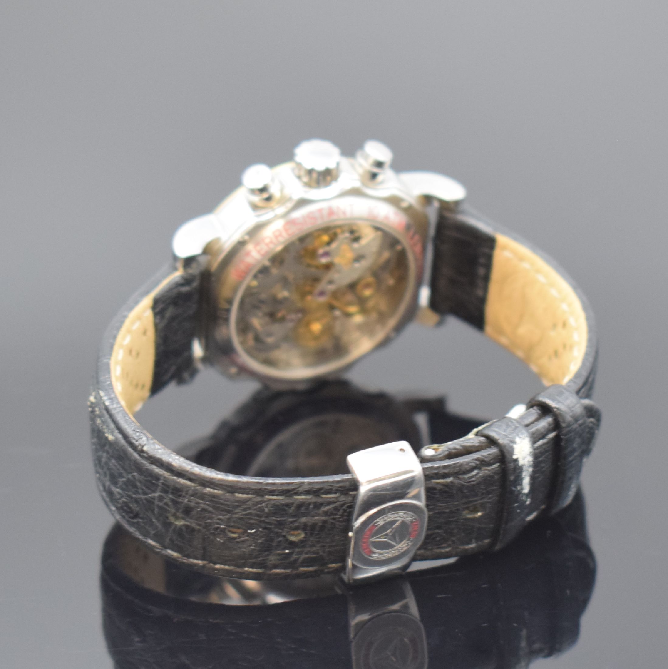 Detail b: MERCEDES BENZ / LEMANIA 1872 Armbandchronograph in Stahl/Gold, Schweiz um 1990, Handaufzug, beids. vergl. Geh., Lünette verg., Boden 4-fach ...