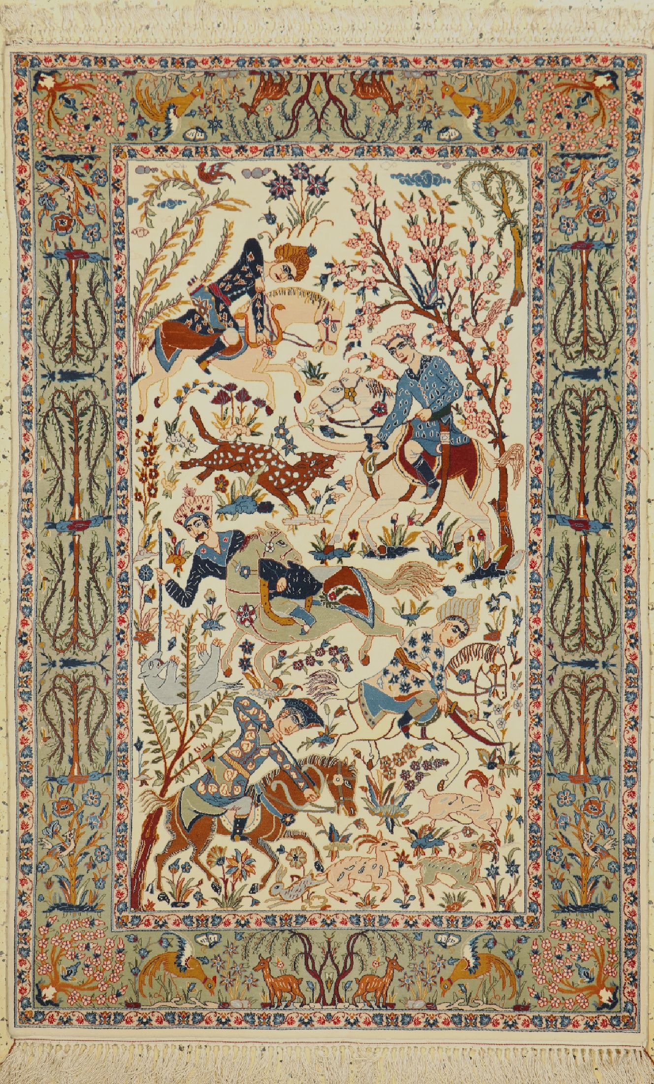 Esfahan fein, Persien, um 1960, Korkwolle auf Seide, ca. 165 x 106 cm, ca. 1,0 Mio. Kn/qm, EHZ: 1-2