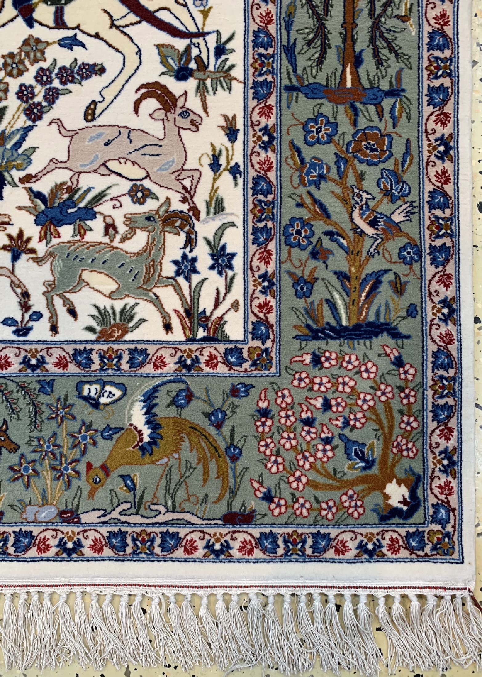 Detail a: Esfahan fein, Persien, um 1960, Korkwolle auf Seide, ca. 165 x 106 cm, ca. 1,0 Mio. Kn/qm, EHZ: 1-2