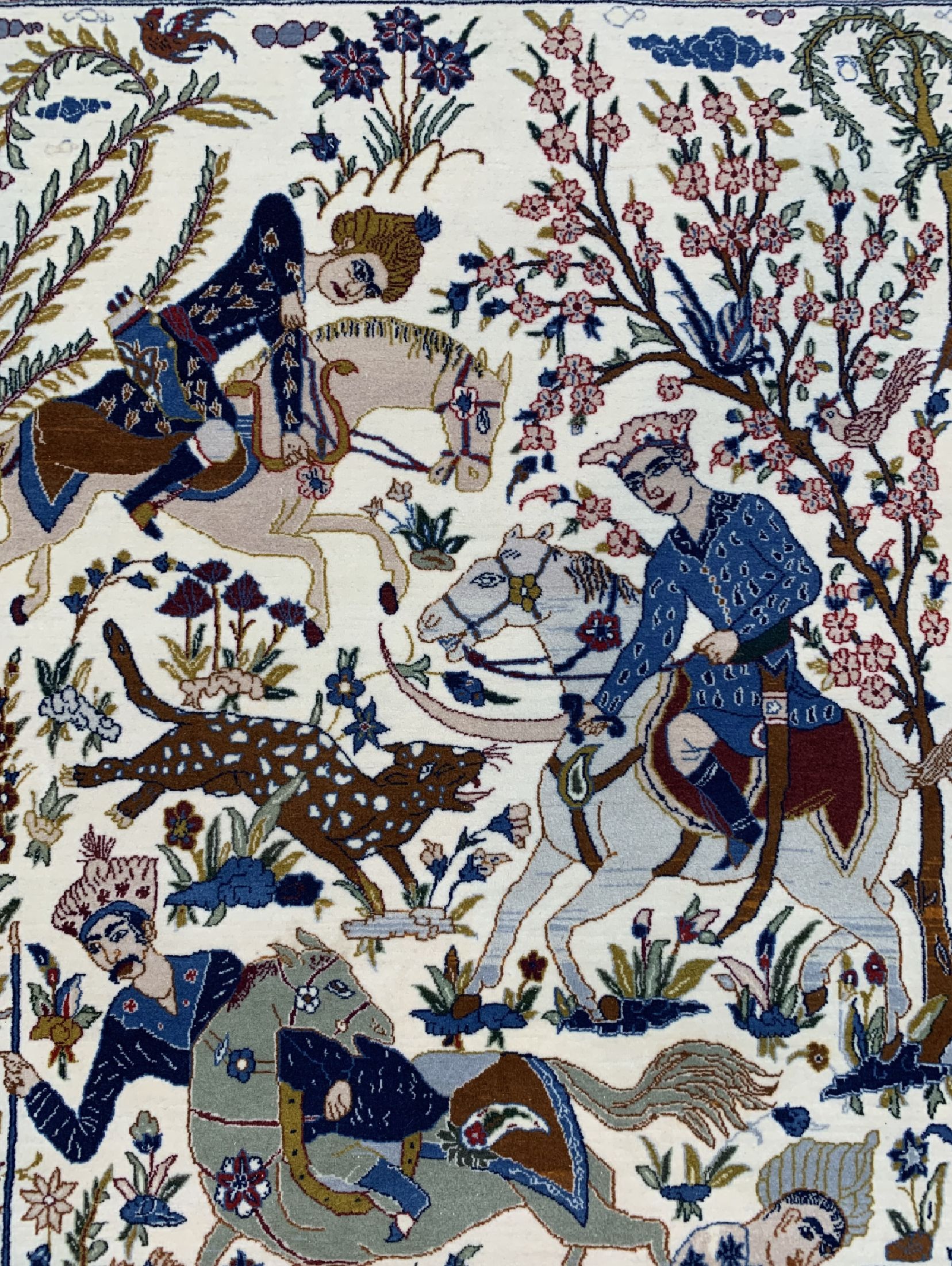 Detail d: Esfahan fein, Persien, um 1960, Korkwolle auf Seide, ca. 165 x 106 cm, ca. 1,0 Mio. Kn/qm, EHZ: 1-2