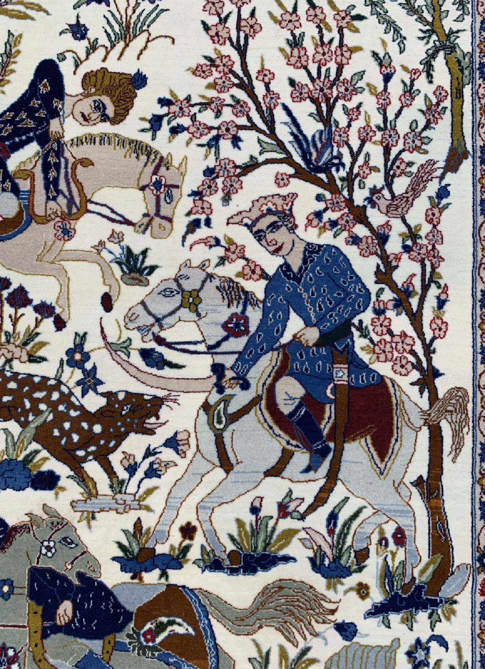 Detail e: Esfahan fein, Persien, um 1960, Korkwolle auf Seide, ca. 165 x 106 cm, ca. 1,0 Mio. Kn/qm, EHZ: 1-2