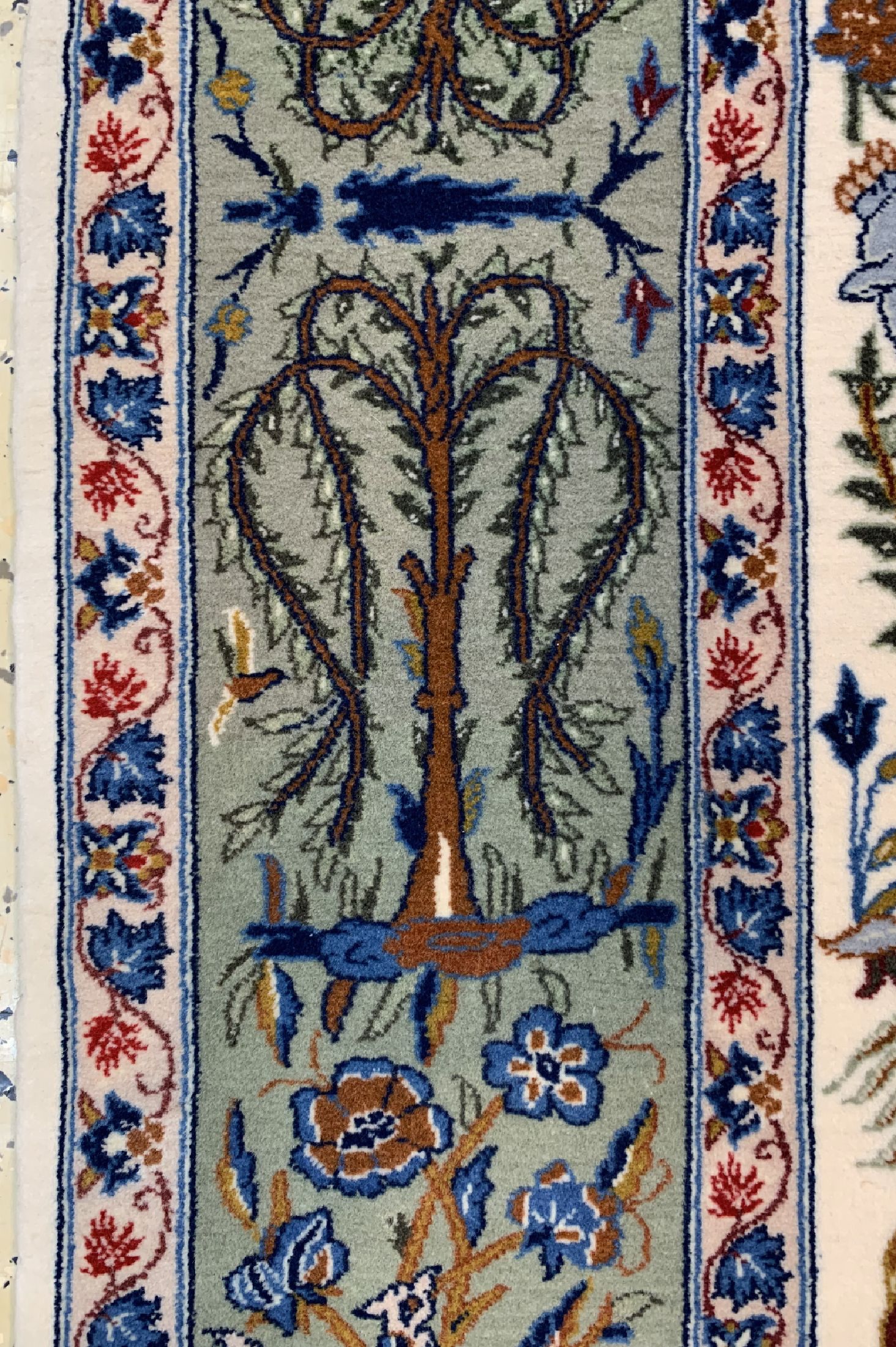 Detail f: Esfahan fein, Persien, um 1960, Korkwolle auf Seide, ca. 165 x 106 cm, ca. 1,0 Mio. Kn/qm, EHZ: 1-2