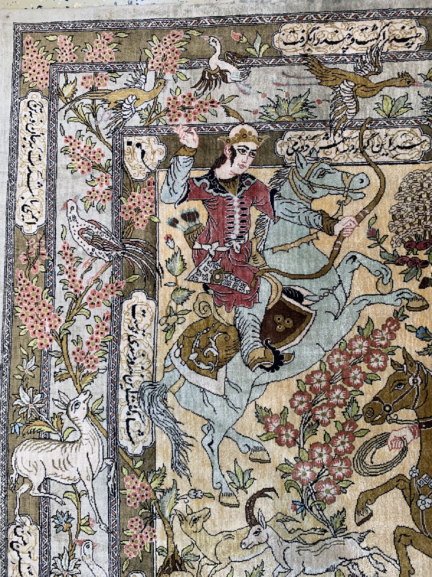 Detail b: Ghom Seide fein, Persien, signiert(Daneshwar), ca. 50 Jahre, reine Naturseide, ca. 150 x 110 cm, EHZ: 1-2
