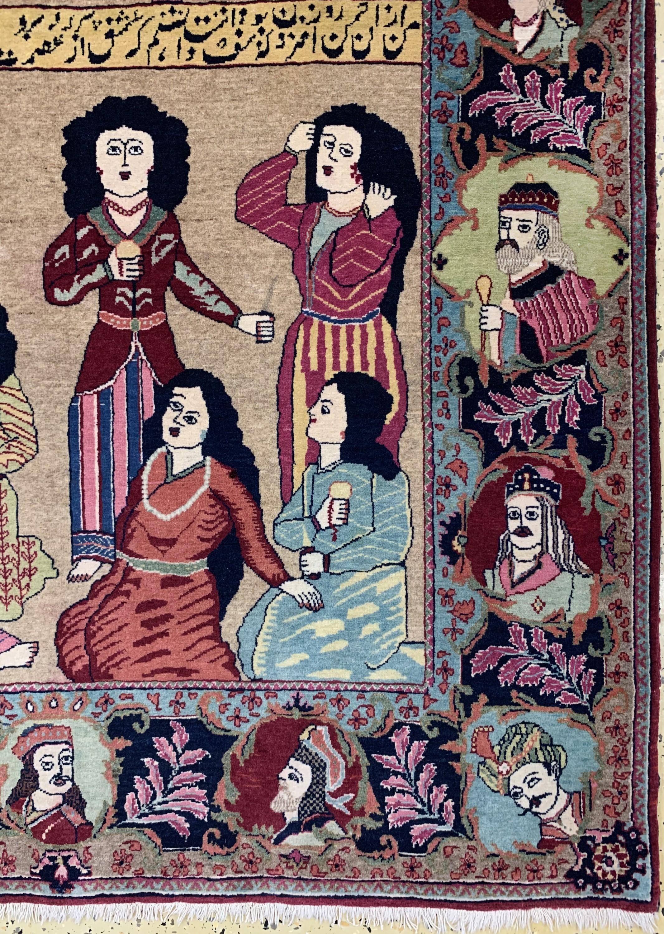 Detail a: Keschan alt"Yusuf & Suleika", Persien, um 1920/1930, Wolle auf Baumwolle, ca. 210 x 138 cm, EHZ: 1-2