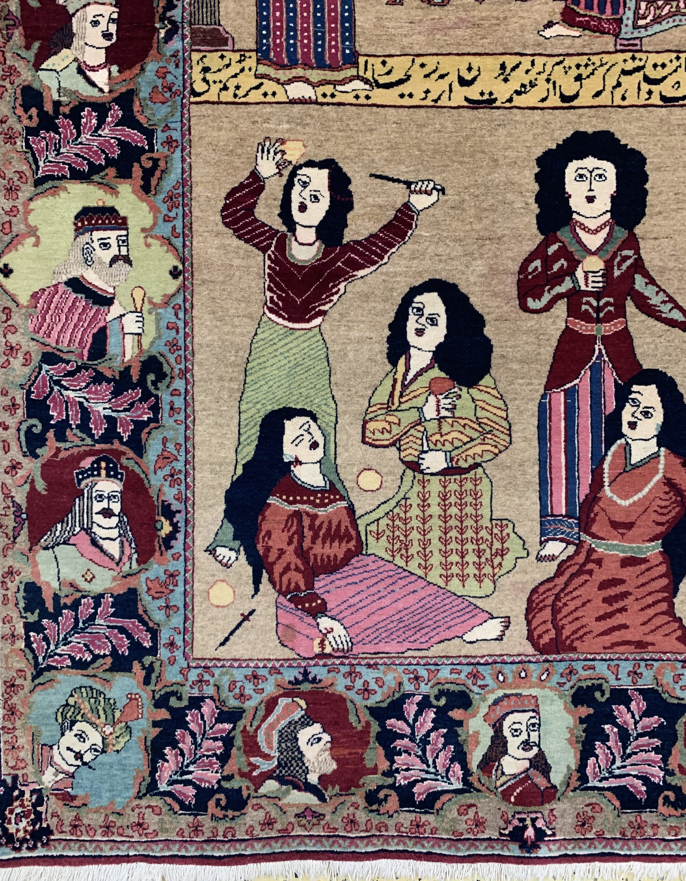 Detail b: Keschan alt"Yusuf & Suleika", Persien, um 1920/1930, Wolle auf Baumwolle, ca. 210 x 138 cm, EHZ: 1-2