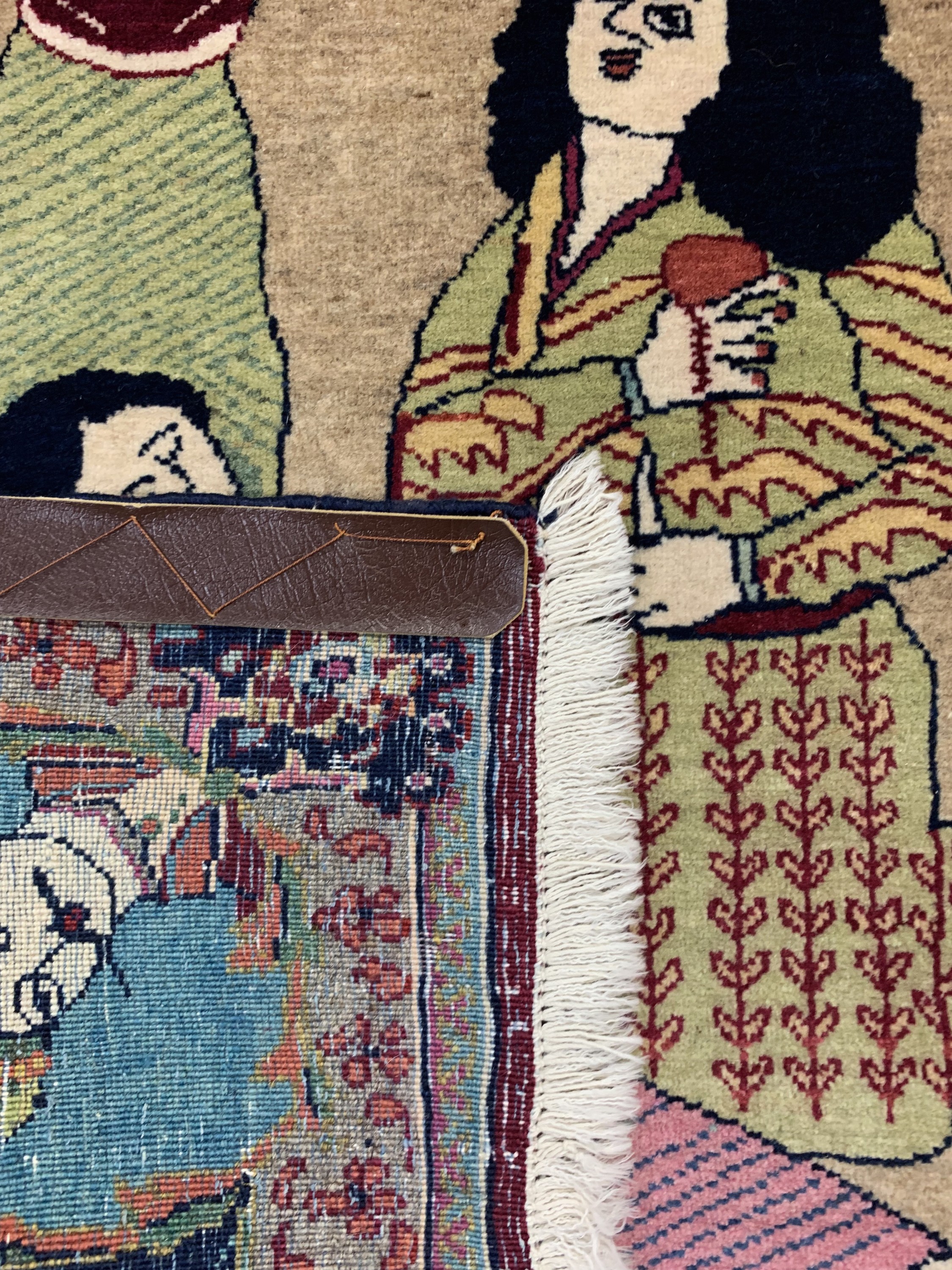 Detail e: Keschan alt"Yusuf & Suleika", Persien, um 1920/1930, Wolle auf Baumwolle, ca. 210 x 138 cm, EHZ: 1-2