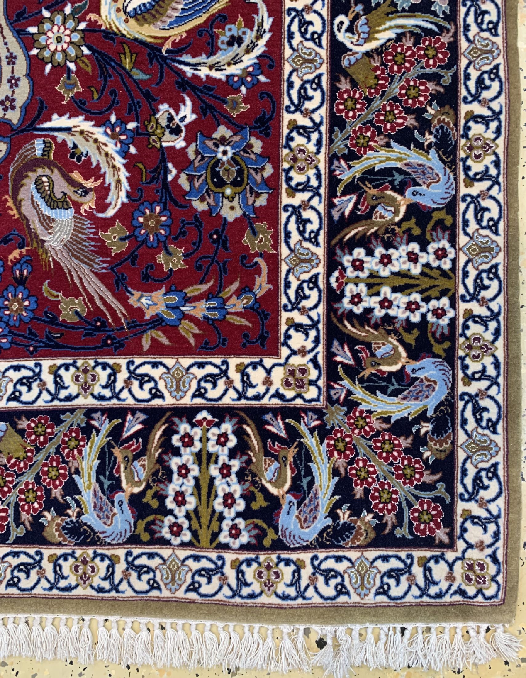 Detail a: Esfahan fein, Persien, um 1960, Korkwolle mit und auf Seide, ca. 175 x 112 cm, ca. 1,0 Mio. Kn/qm, EHZ: 1-2