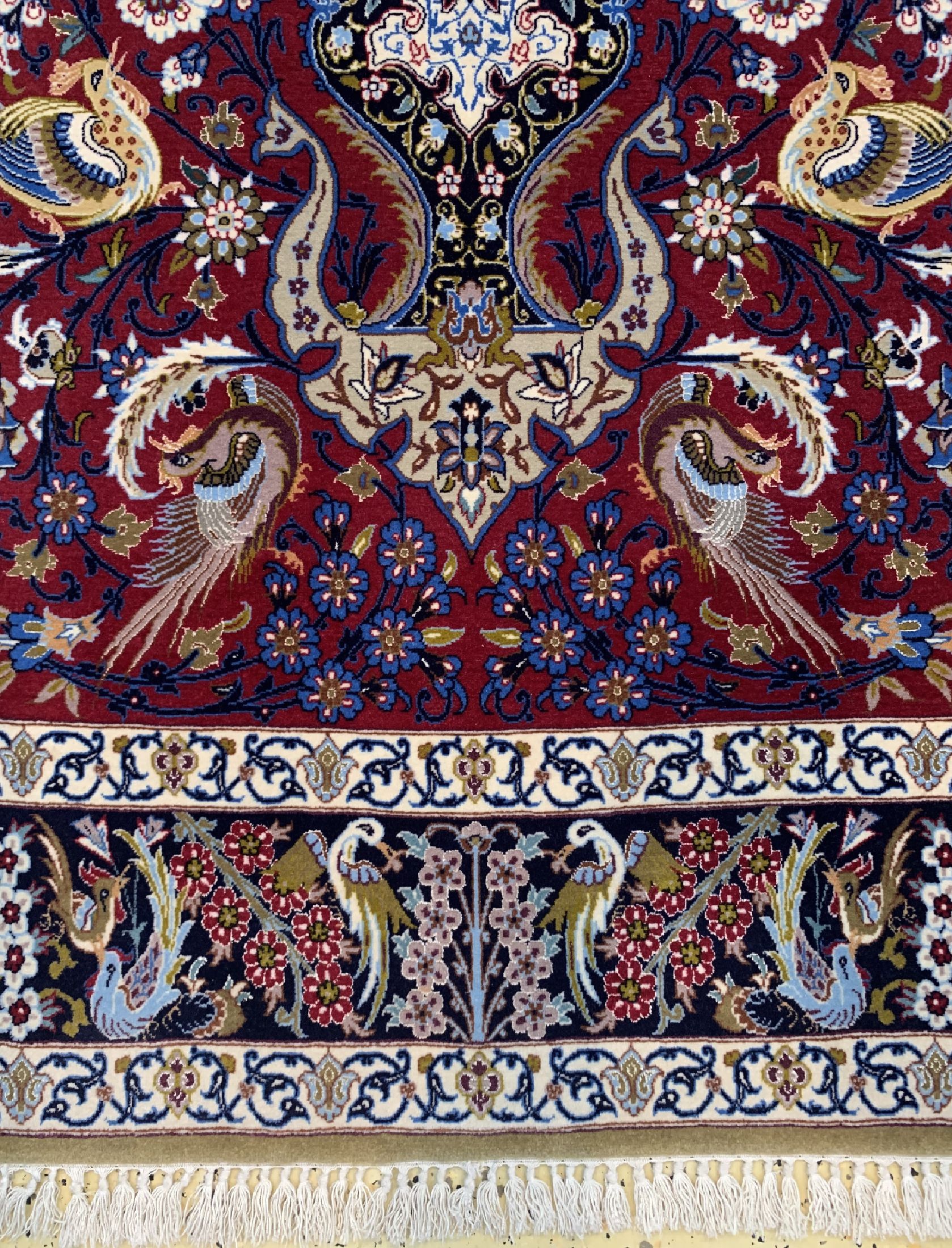 Detail b: Esfahan fein, Persien, um 1960, Korkwolle mit und auf Seide, ca. 175 x 112 cm, ca. 1,0 Mio. Kn/qm, EHZ: 1-2