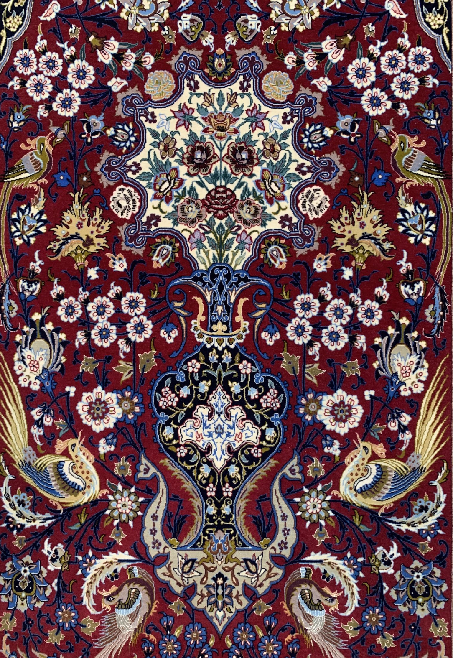 Detail c: Esfahan fein, Persien, um 1960, Korkwolle mit und auf Seide, ca. 175 x 112 cm, ca. 1,0 Mio. Kn/qm, EHZ: 1-2